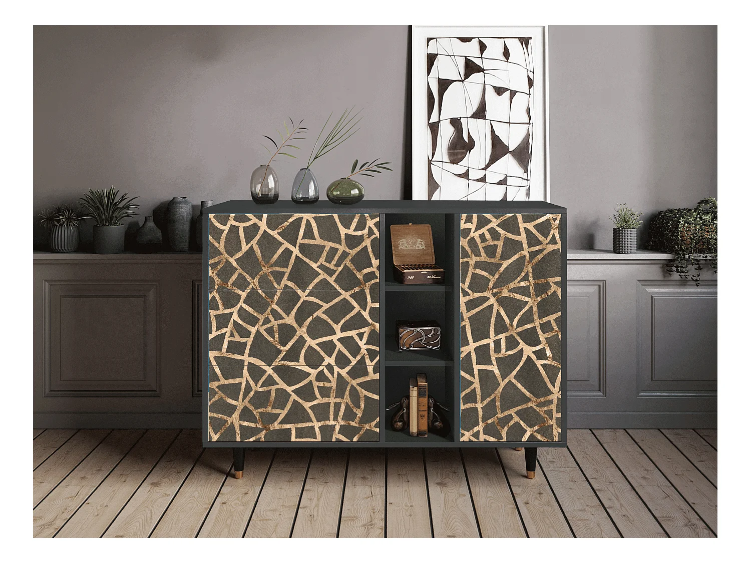 Buffet - 125x98x48 cm - BS2 - Enlarged Leaf, Anthracite