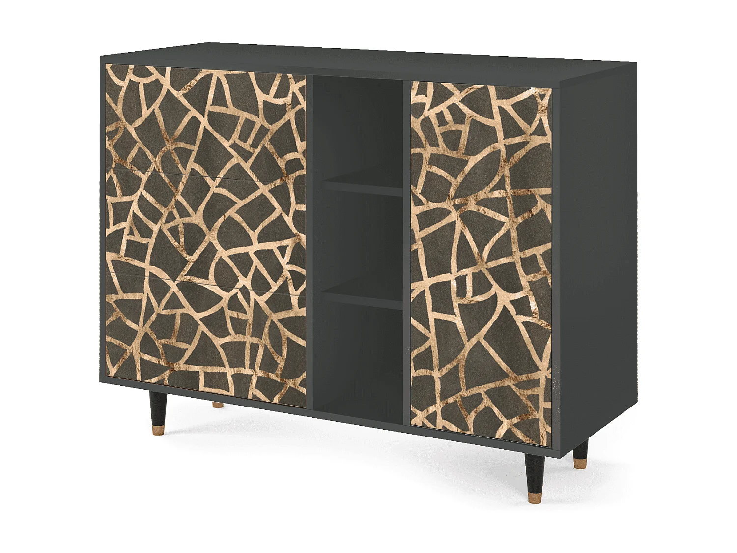 Kredens - 125x98x48 cm - BS2 - Enlarged Leaf, Antracyt