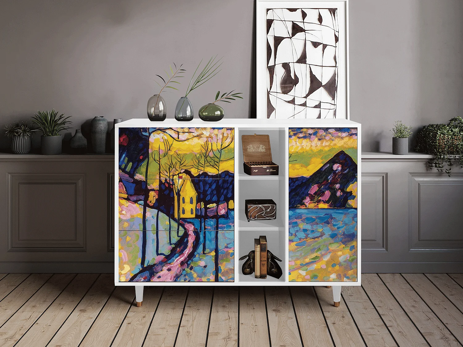 Buffet - 125x98x48 cm - BS2 - Winter Landscape, Blanc