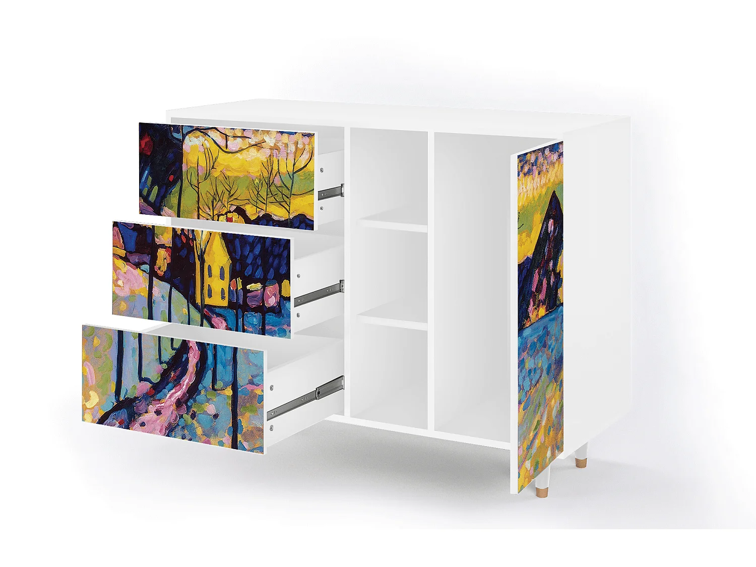 Buffet - 125x98x48 cm - BS2 - Winter Landscape, Blanc