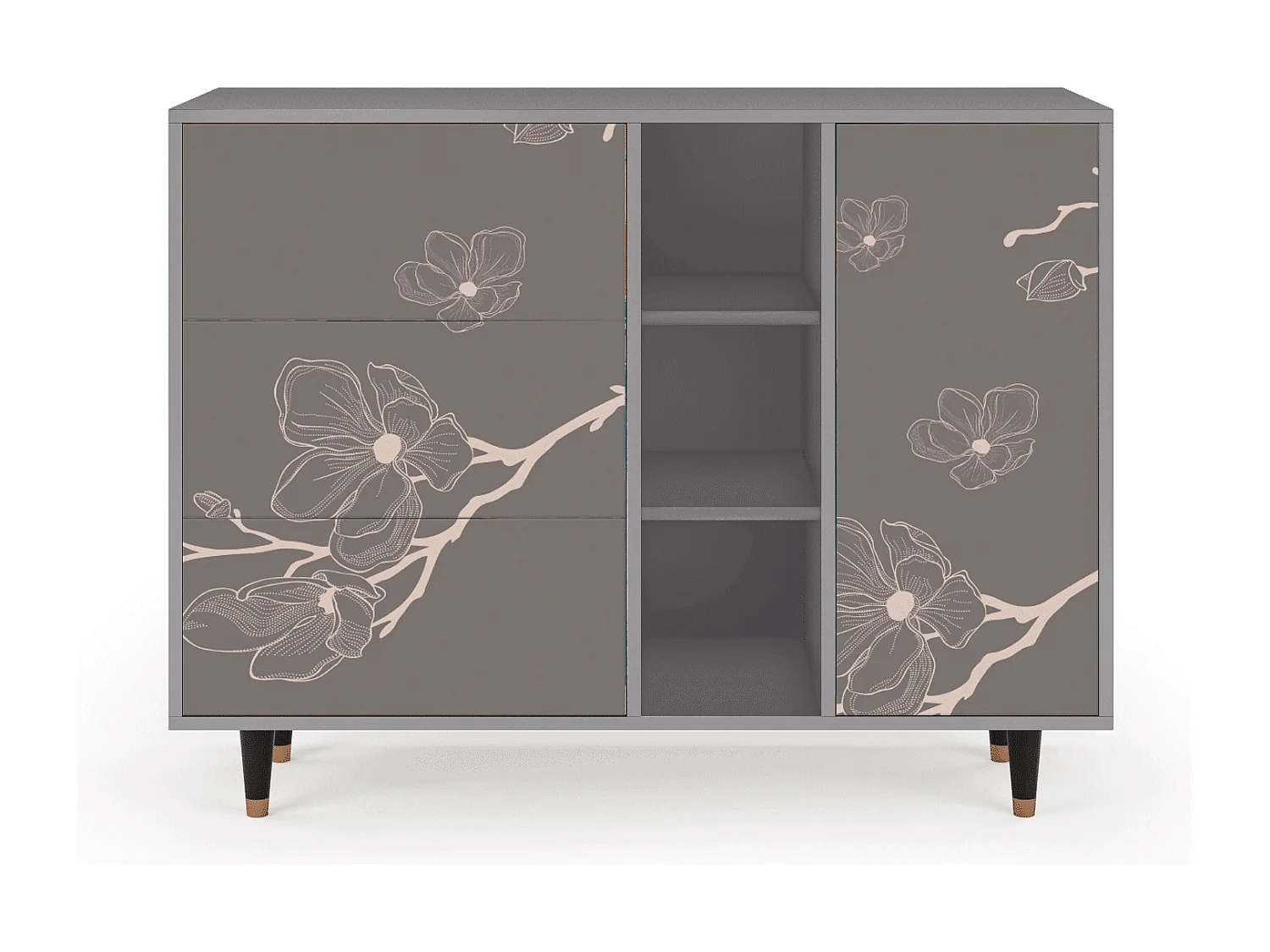 Buffet - 125x98x48 cm - BS2 - Cherry Blossom, Gris