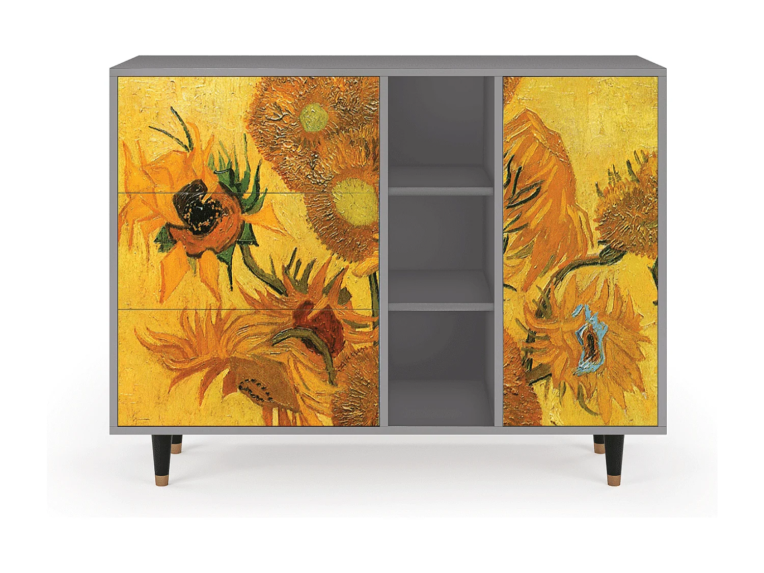 Aparador - 125x98x48 cm - BS2 - Sunflowers, Cinza