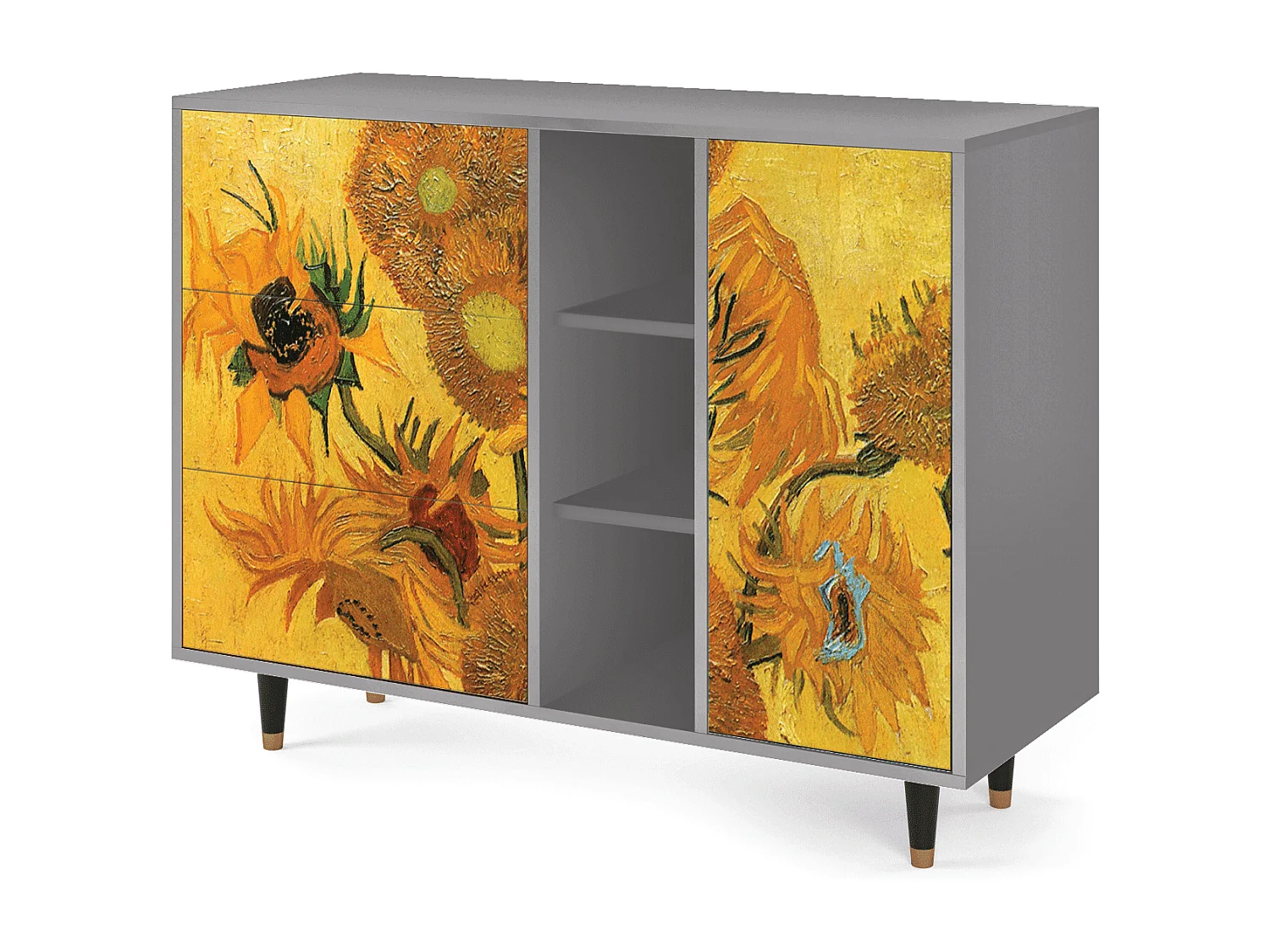 Aparador - 125x98x48 cm - BS2 - Sunflowers, Cinza