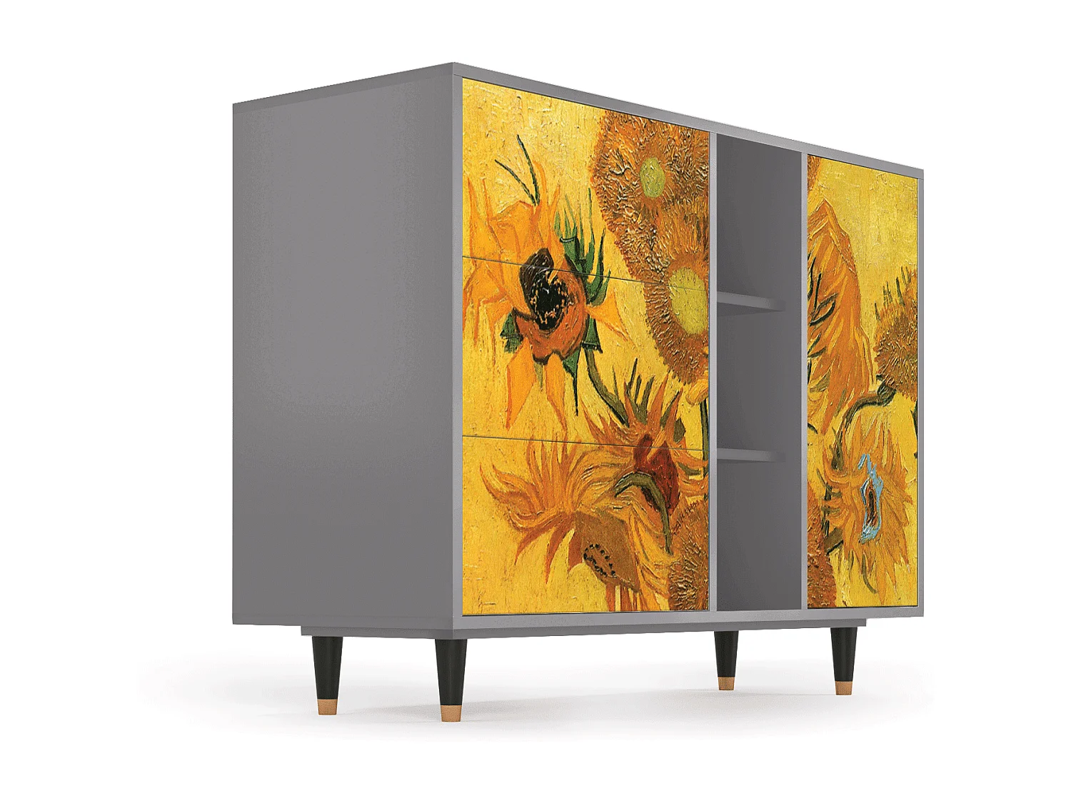 Aparador - 125x98x48 cm - BS2 - Sunflowers, Cinza