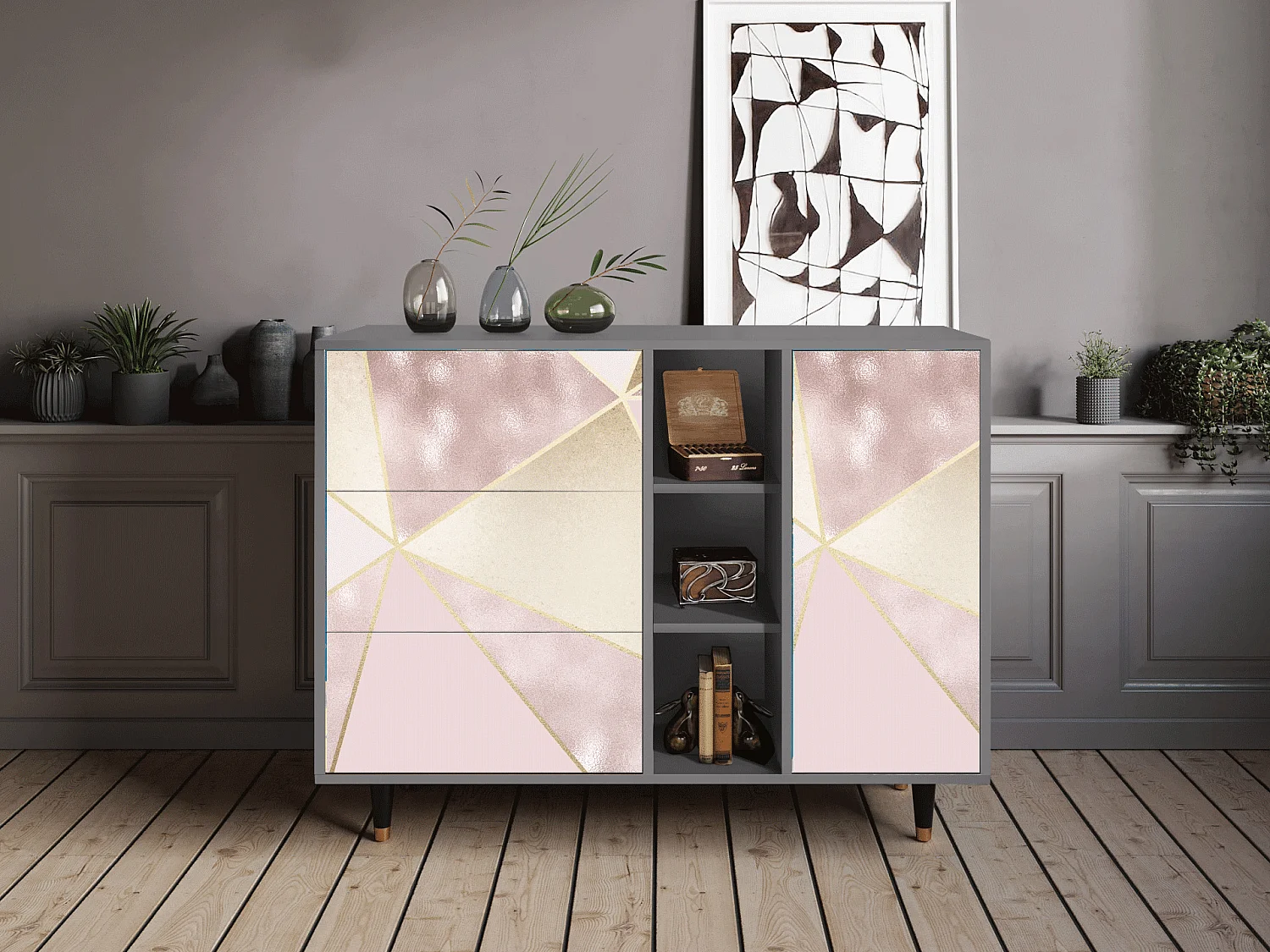 Aparador - 125x98x48 cm - BS2 - Cosmopolitan Diva, Cinza