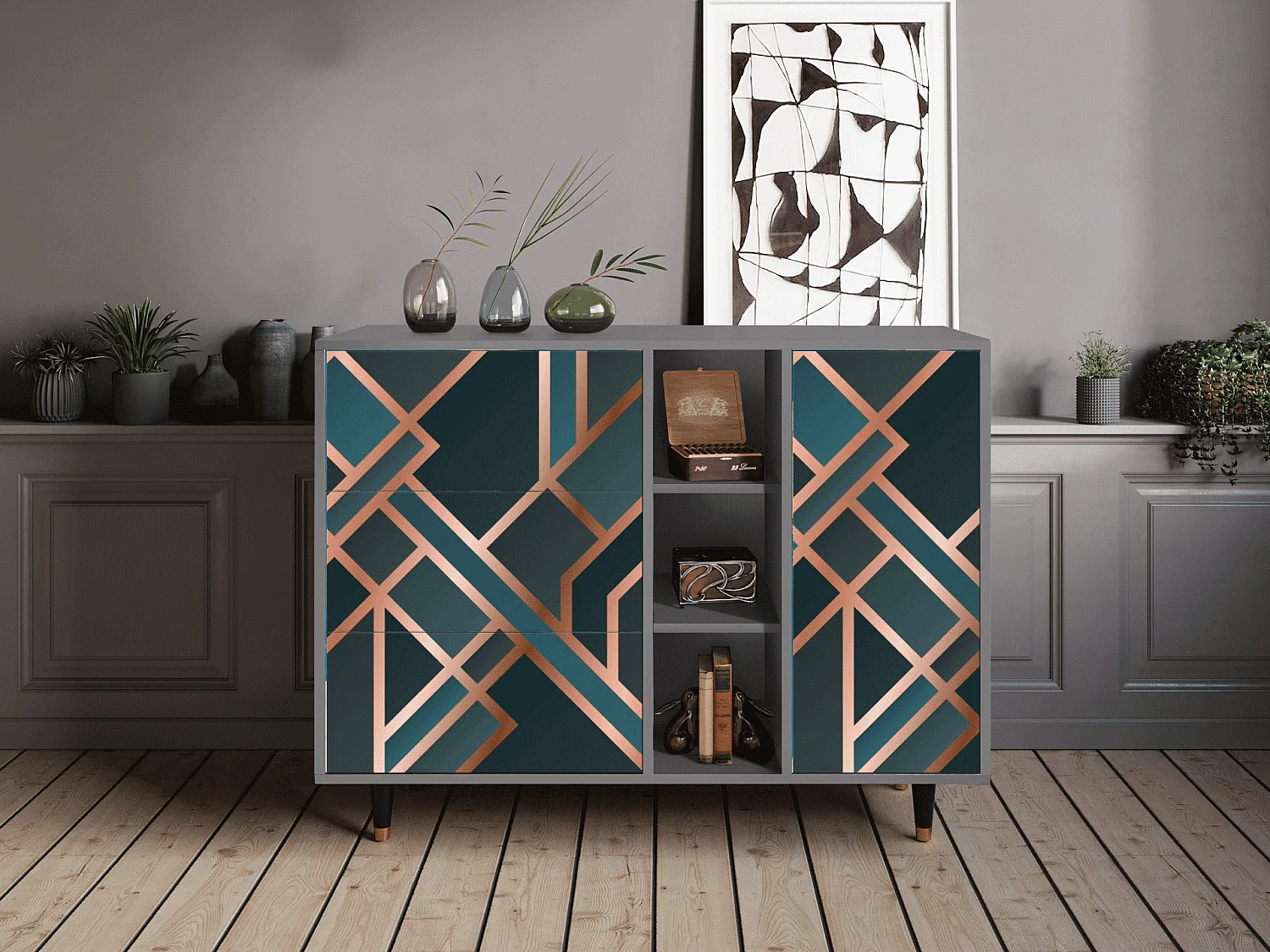 Sideboard - 125x98x48 cm - BS2 - Bronze Crossroad, Grau