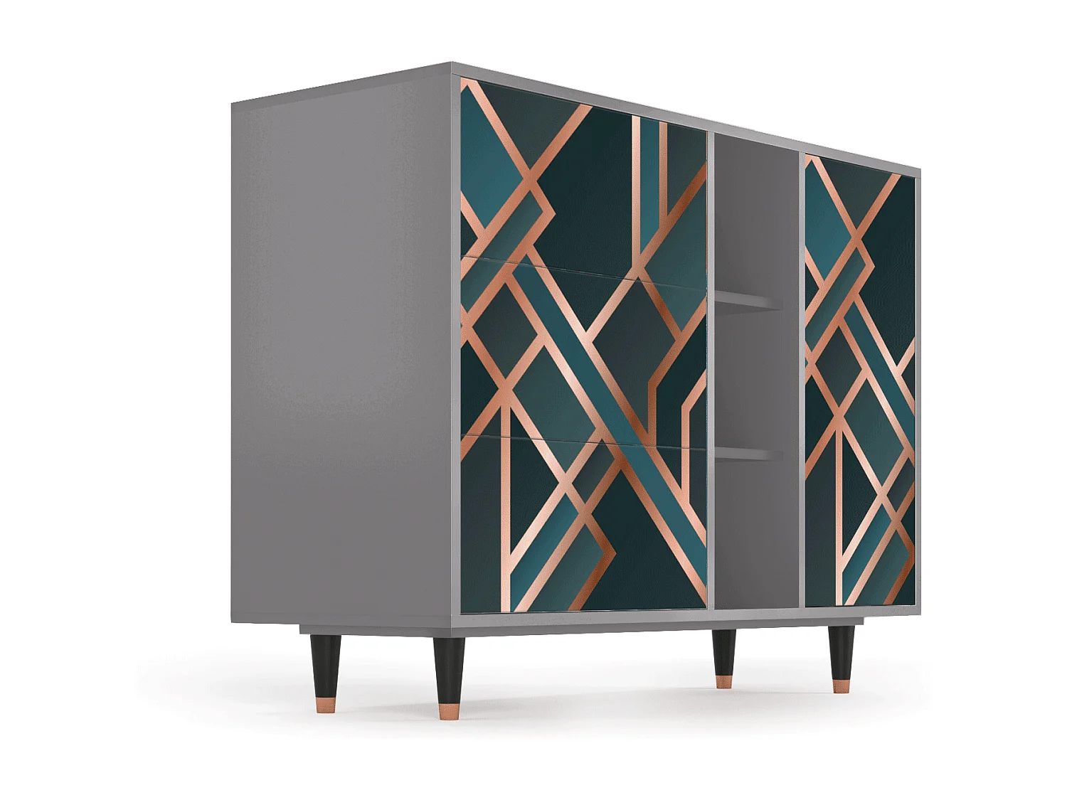 Sideboard - 125x98x48 cm - BS2 - Bronze Crossroad, Grau
