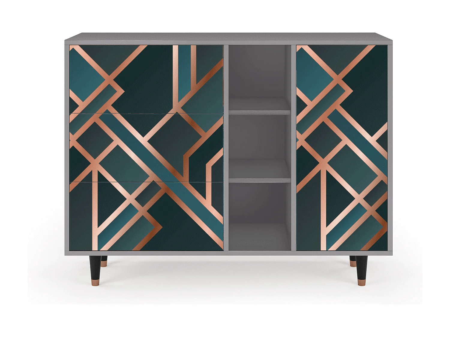 Buffet - 125x98x48 cm - BS2 - Bronze Crossroad, Gris