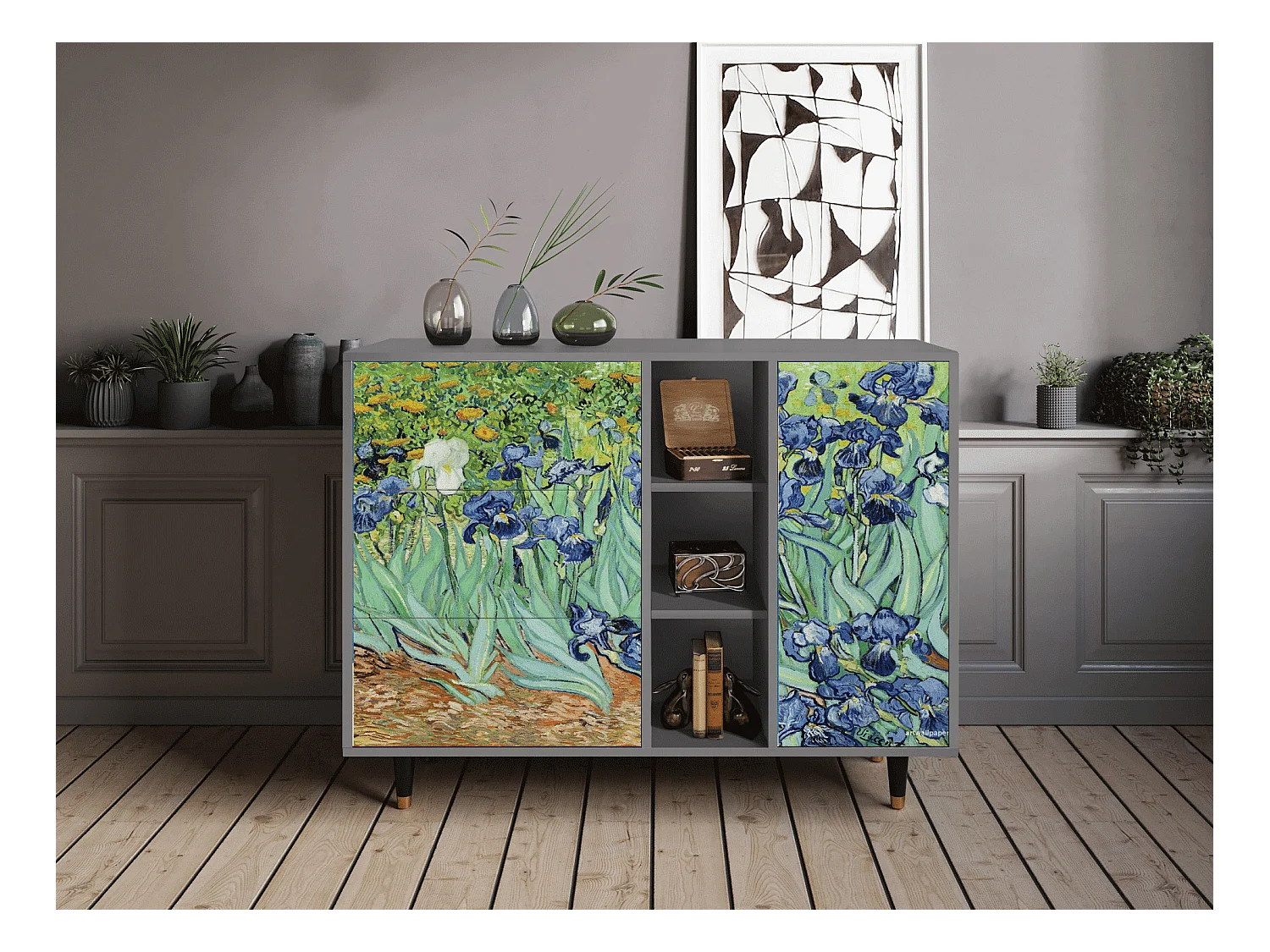 Dressoir - 125x98x48 cm - BS2 - Irises , Grijs
