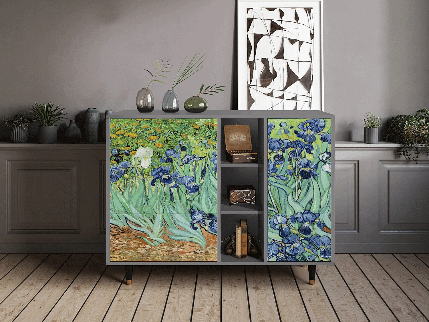 Sideboard - 125x98x48 cm - BS2 - Irises , Grau