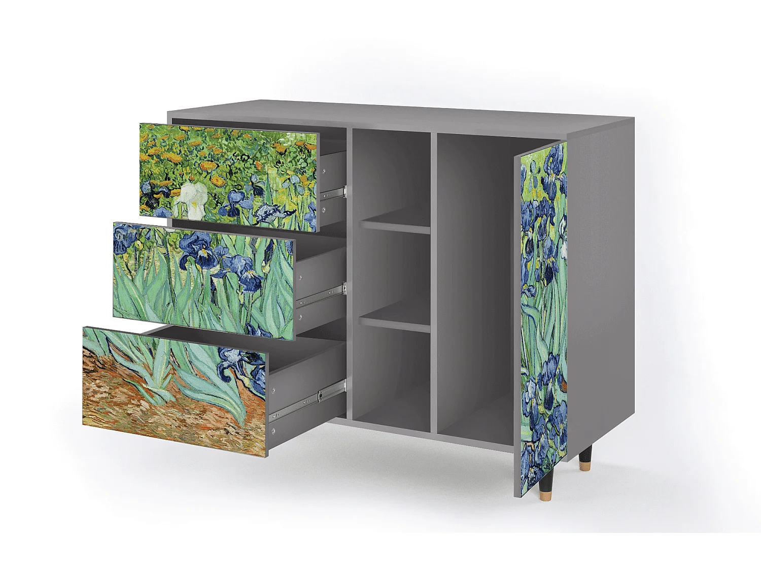 Sideboard - 125x98x48 cm - BS2 - Irises , Grau
