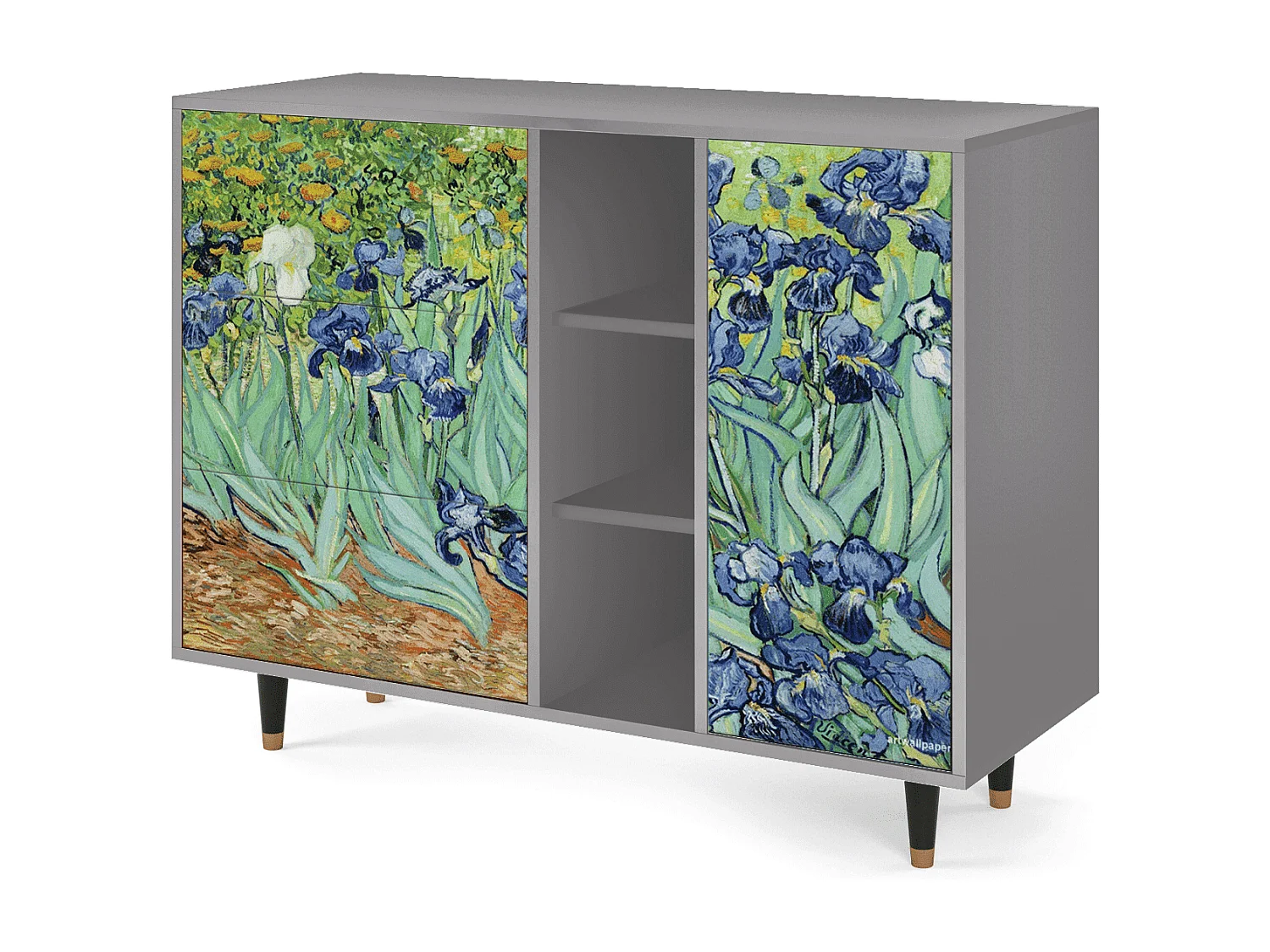 Kredens - 125x98x48 cm - BS2 - Irises , Szary