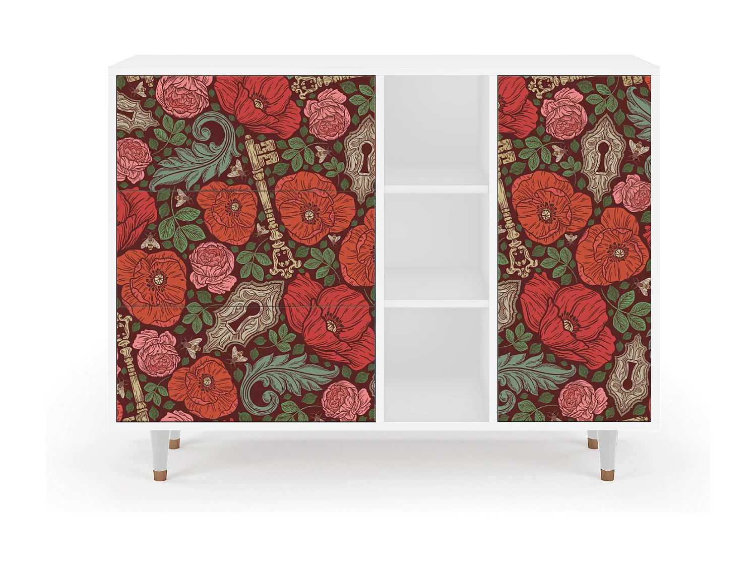 Sideboard - 125x98x48 cm - BS2 - Poppy Garden, Weiß