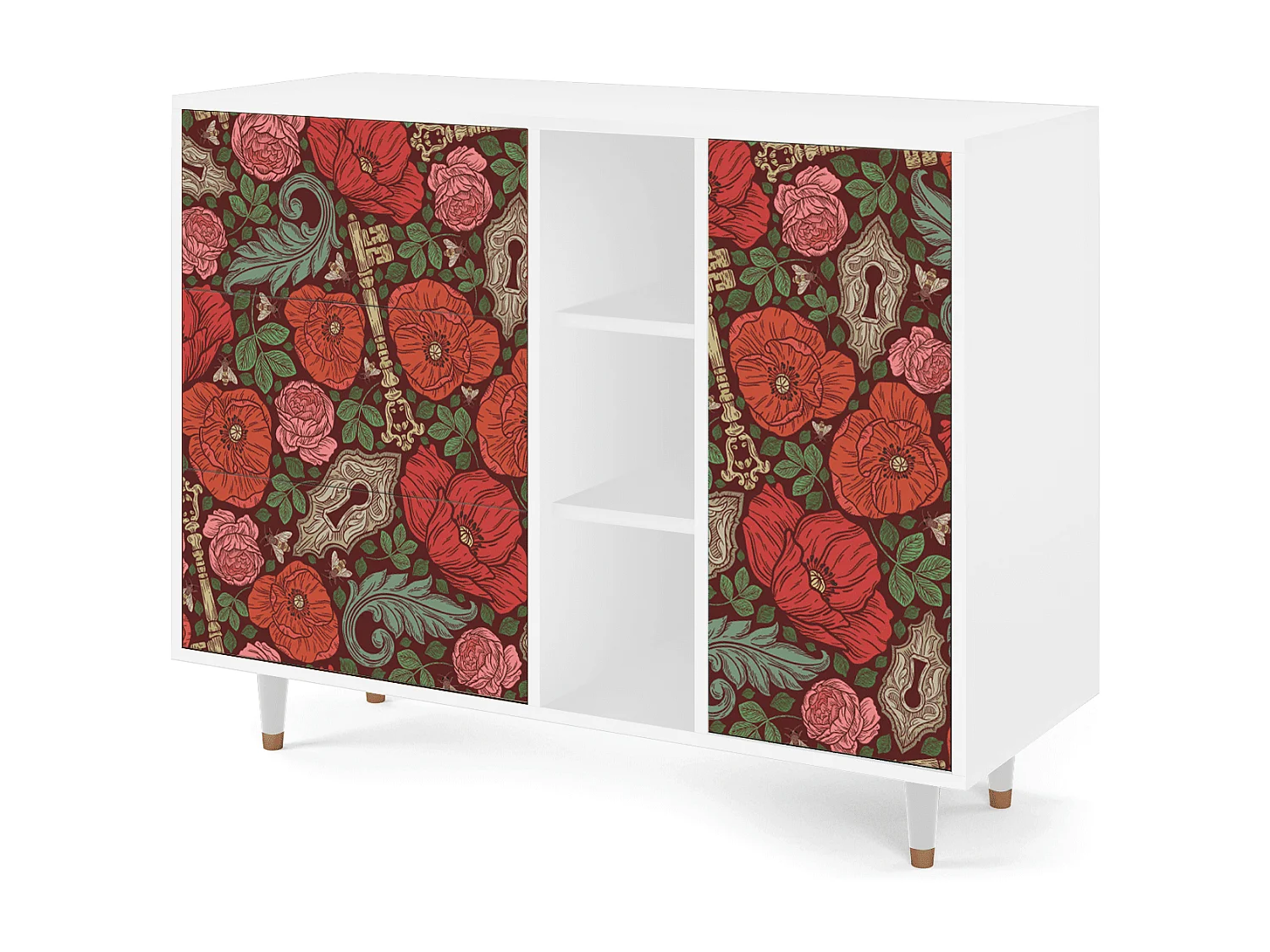 Sideboard - 125x98x48 cm - BS2 - Poppy Garden, Weiß