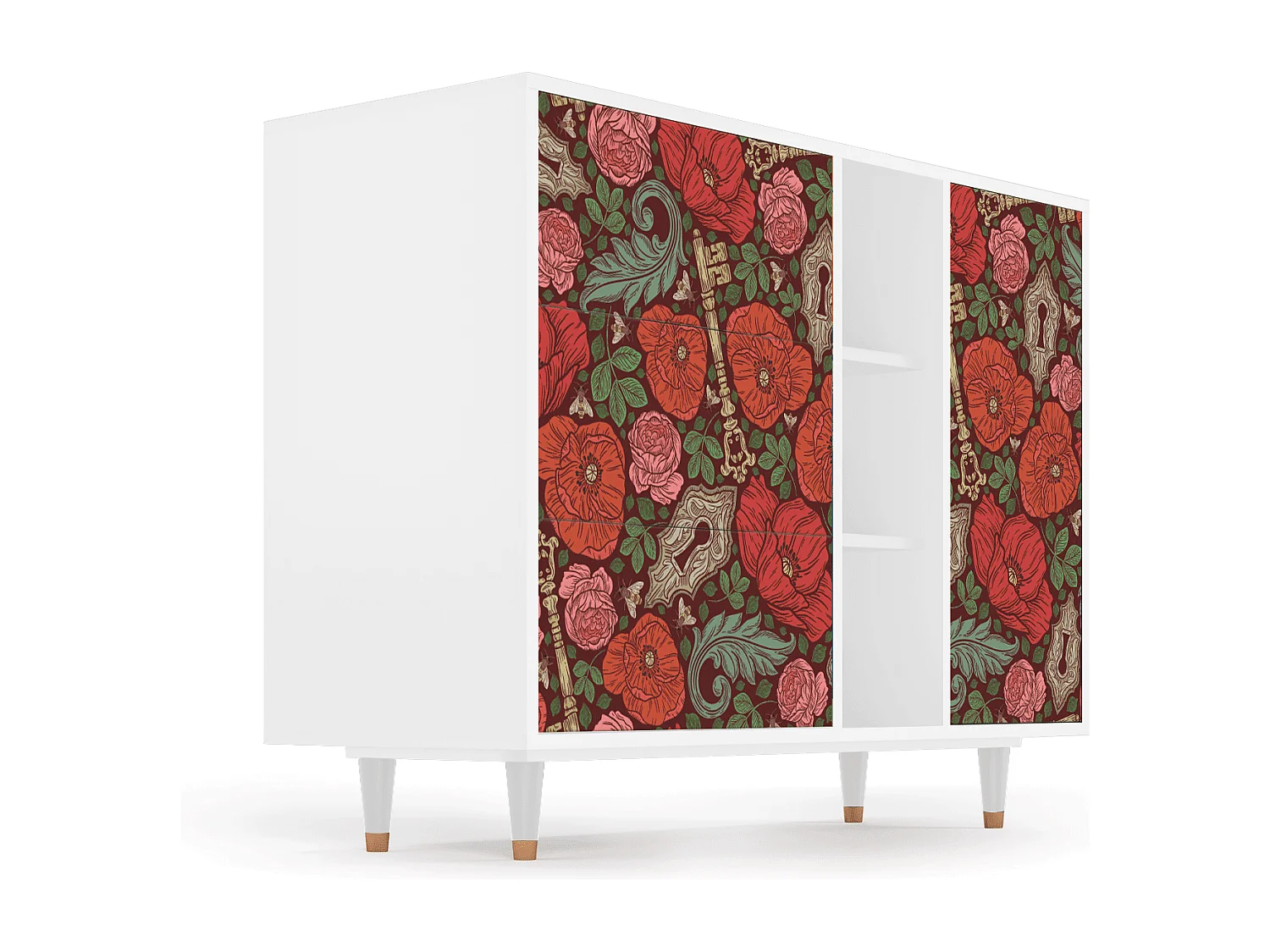 Sideboard - 125x98x48 cm - BS2 - Poppy Garden, Weiß