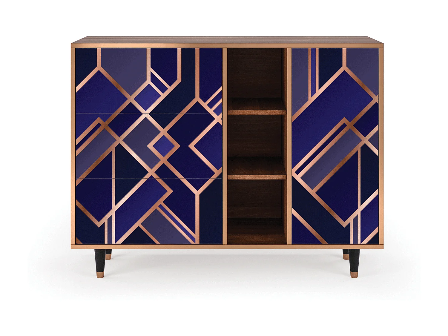 Sideboard - 125x98x48 cm - BS2 - Aquamarine Getsby, Walnuss