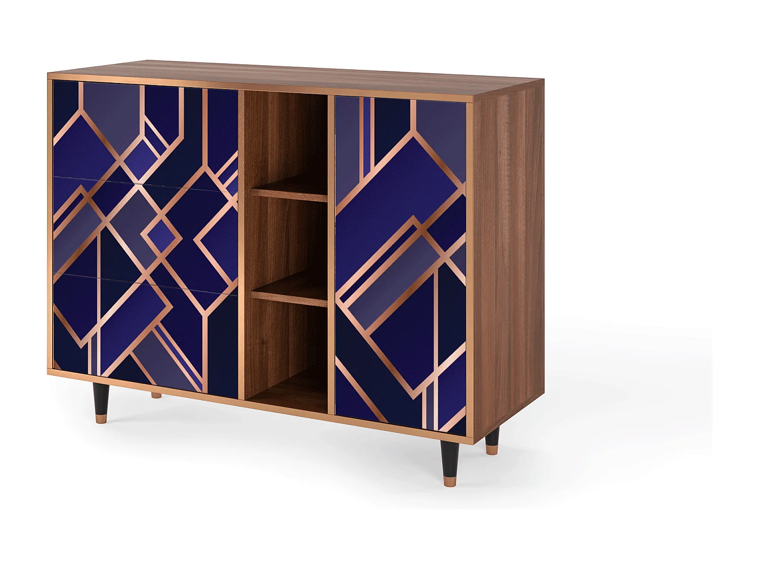 Sideboard - 125x98x48 cm - BS2 - Aquamarine Getsby, Walnuss