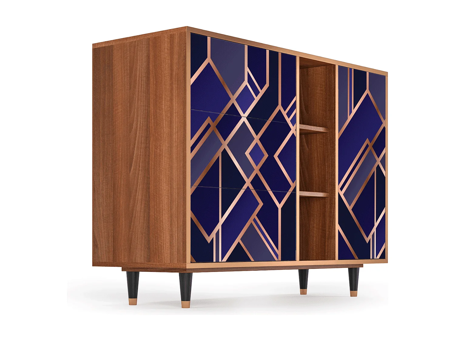 Sideboard - 125x98x48 cm - BS2 - Aquamarine Getsby, Walnuss