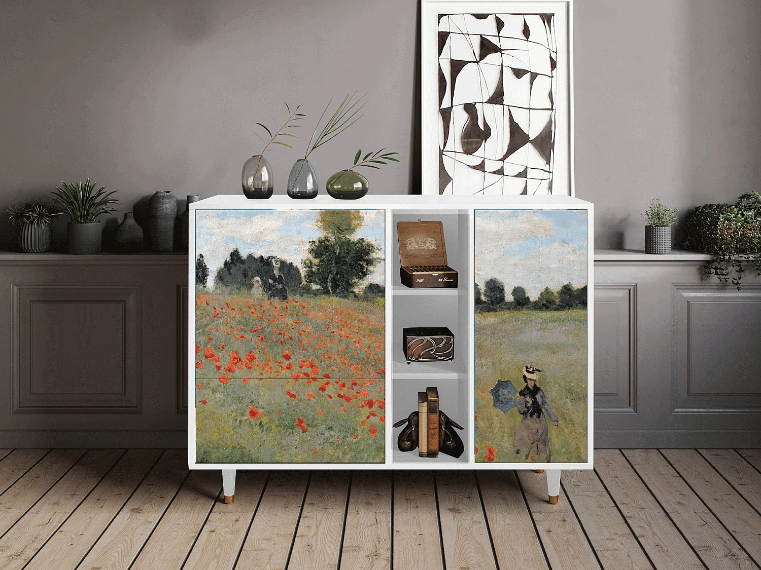 Buffet - 125x98x48 cm - BS2 - The Poppy Field   , Blanc