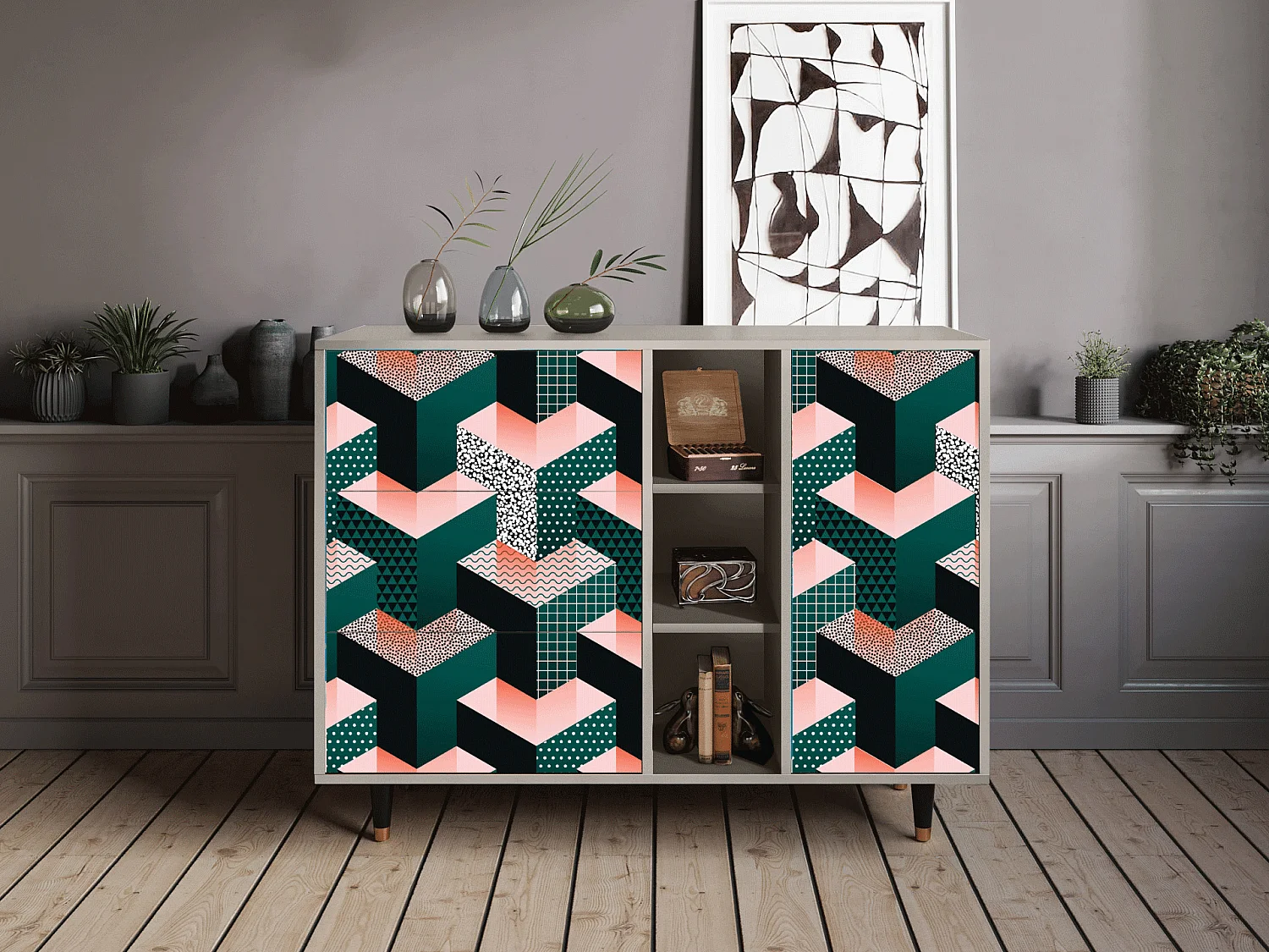 Aparador - 125x98x48 cm - BS2 - Geometric Madness, Areia