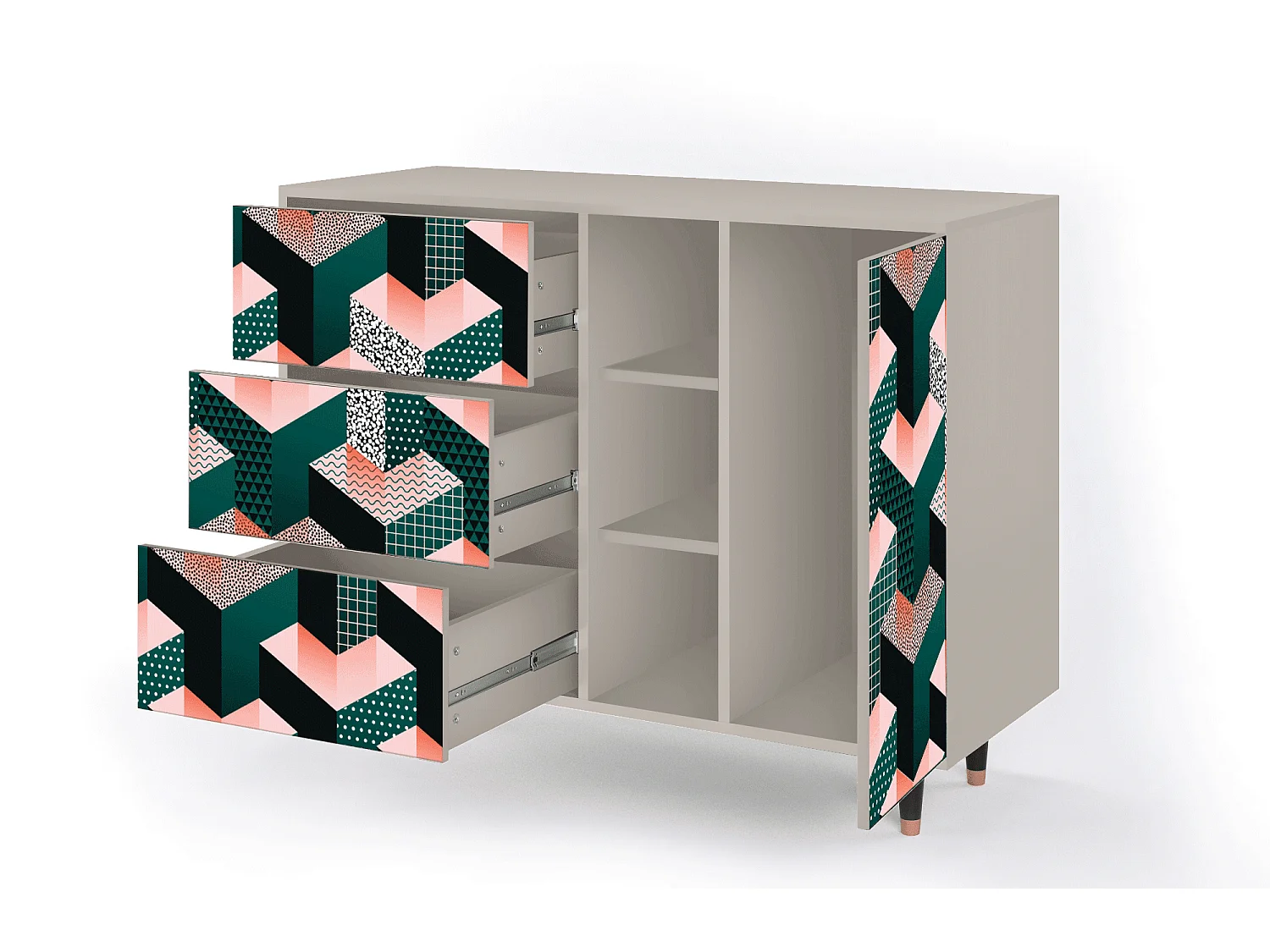 Aparador - 125x98x48 cm - BS2 - Geometric Madness, Areia