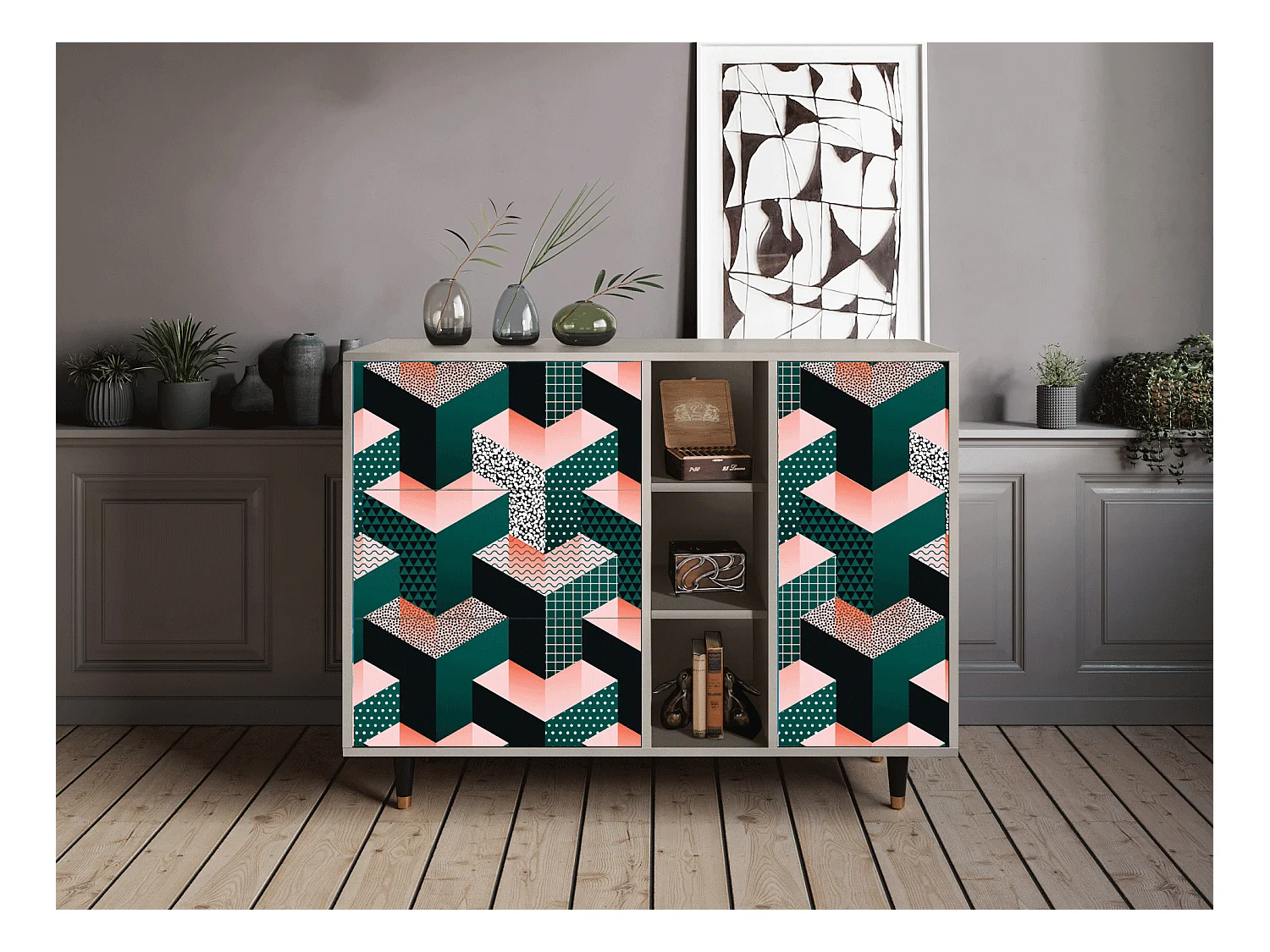 Buffet - 125x98x48 cm - BS2 - Geometric Madness, Sable