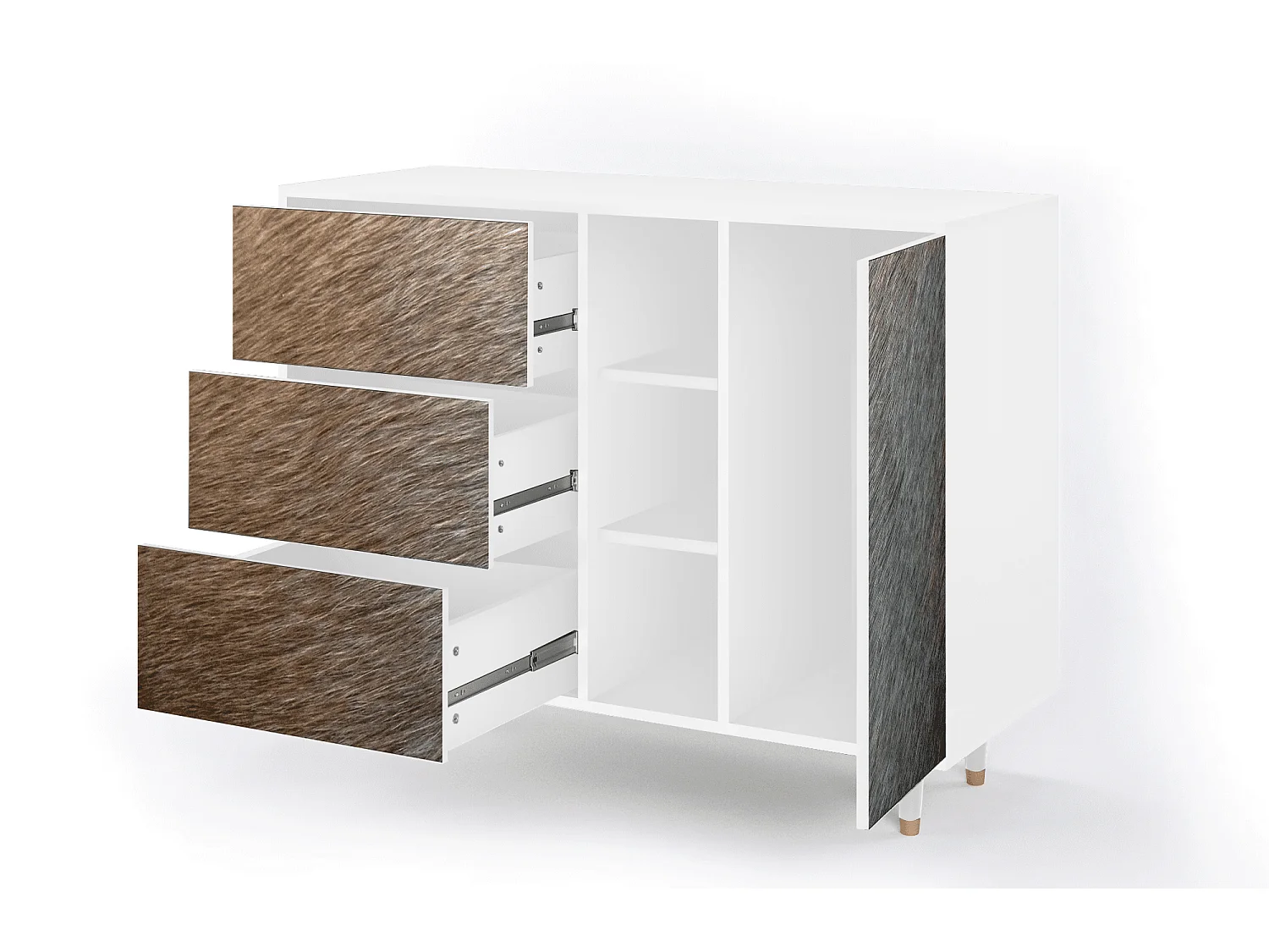 Buffet - 125x98x48 cm - BS2 - Peanut Hair, Blanc