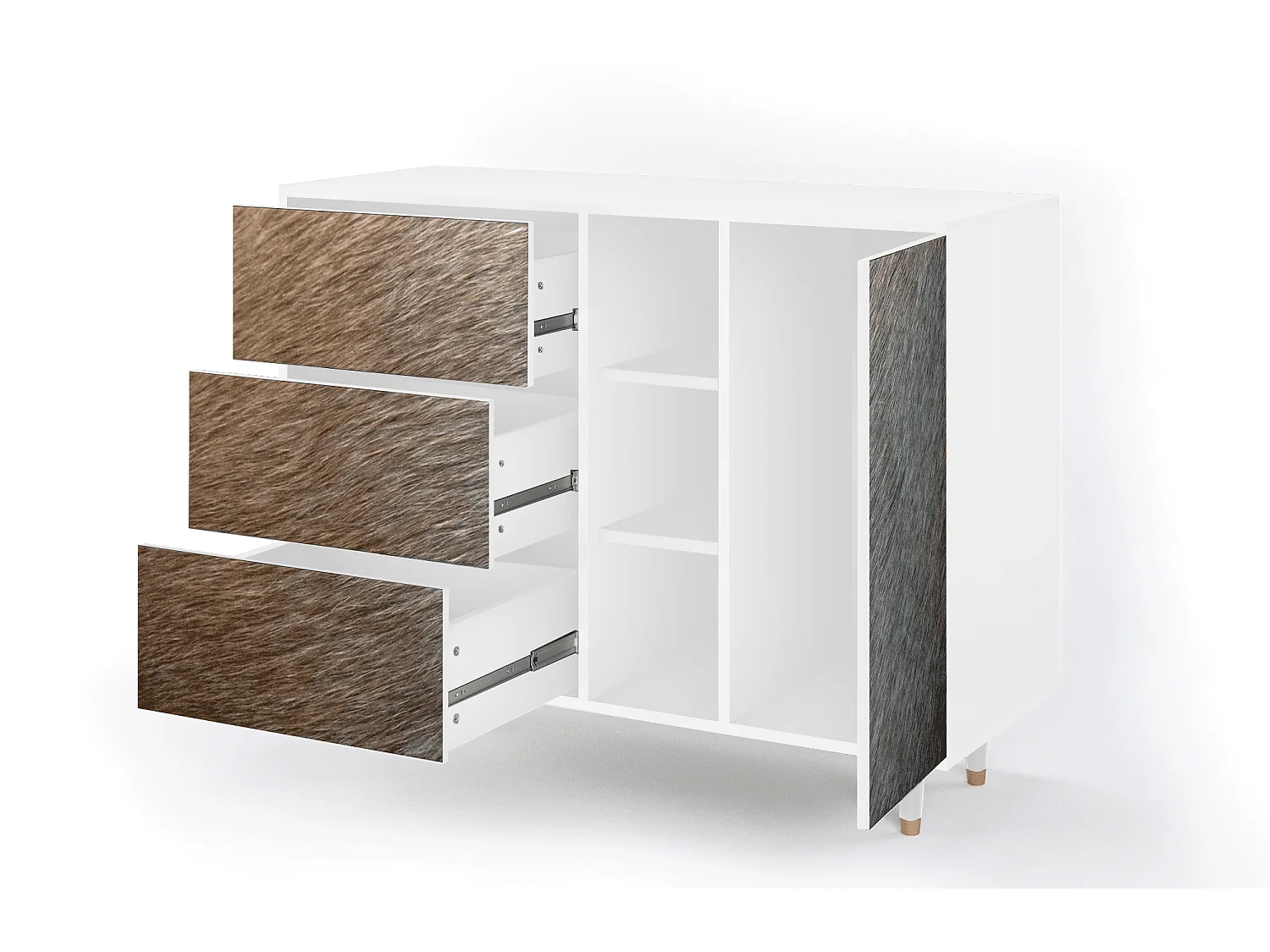 Buffet - 125x98x48 cm - BS2 - Peanut Hair, Blanc