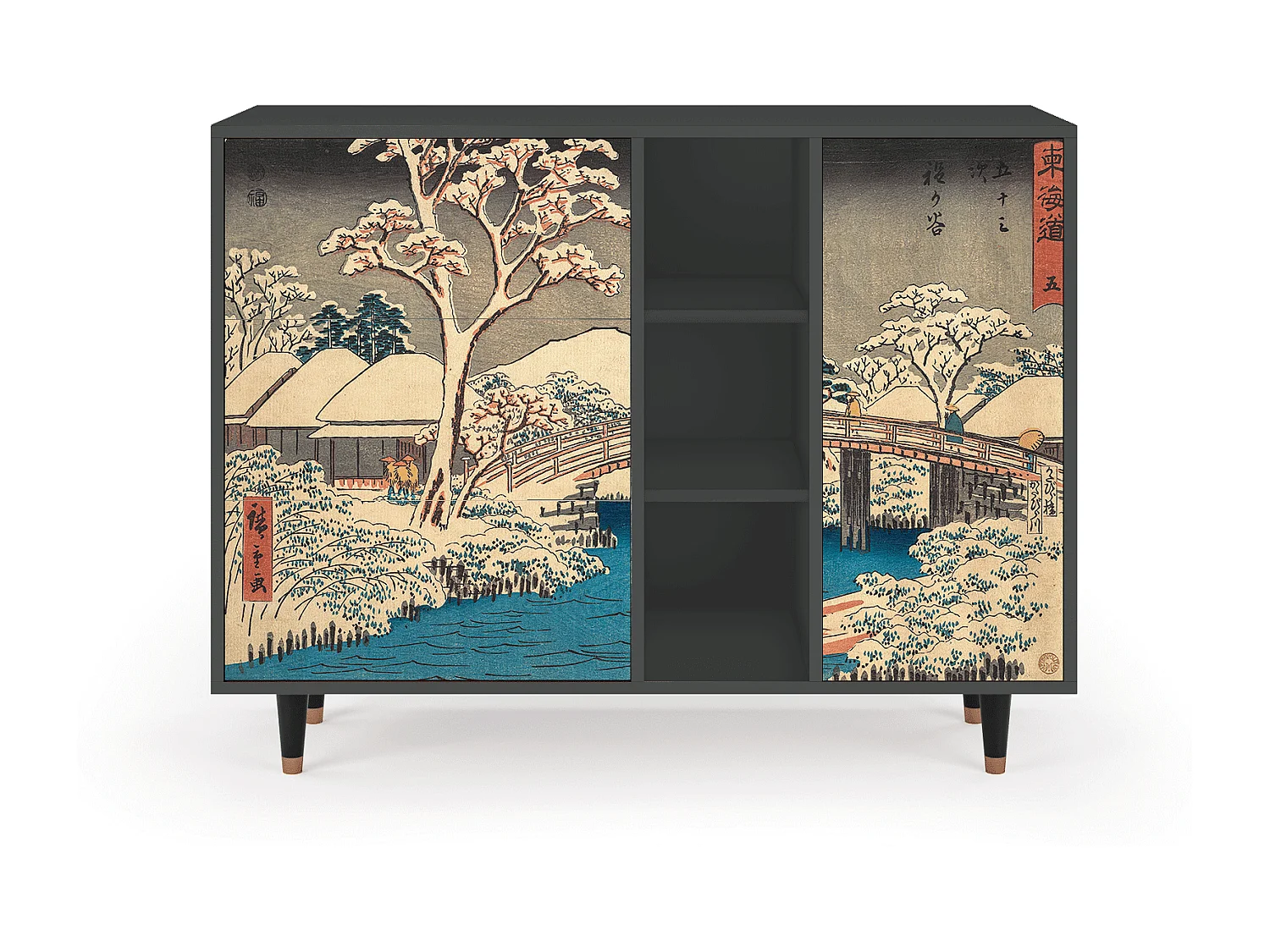 Kredens - 125x98x48 cm - BS2 - Katabira River, Antracyt