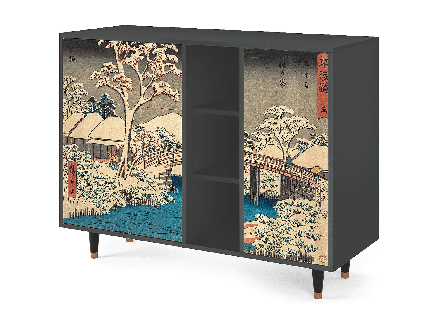 Kredens - 125x98x48 cm - BS2 - Katabira River, Antracyt