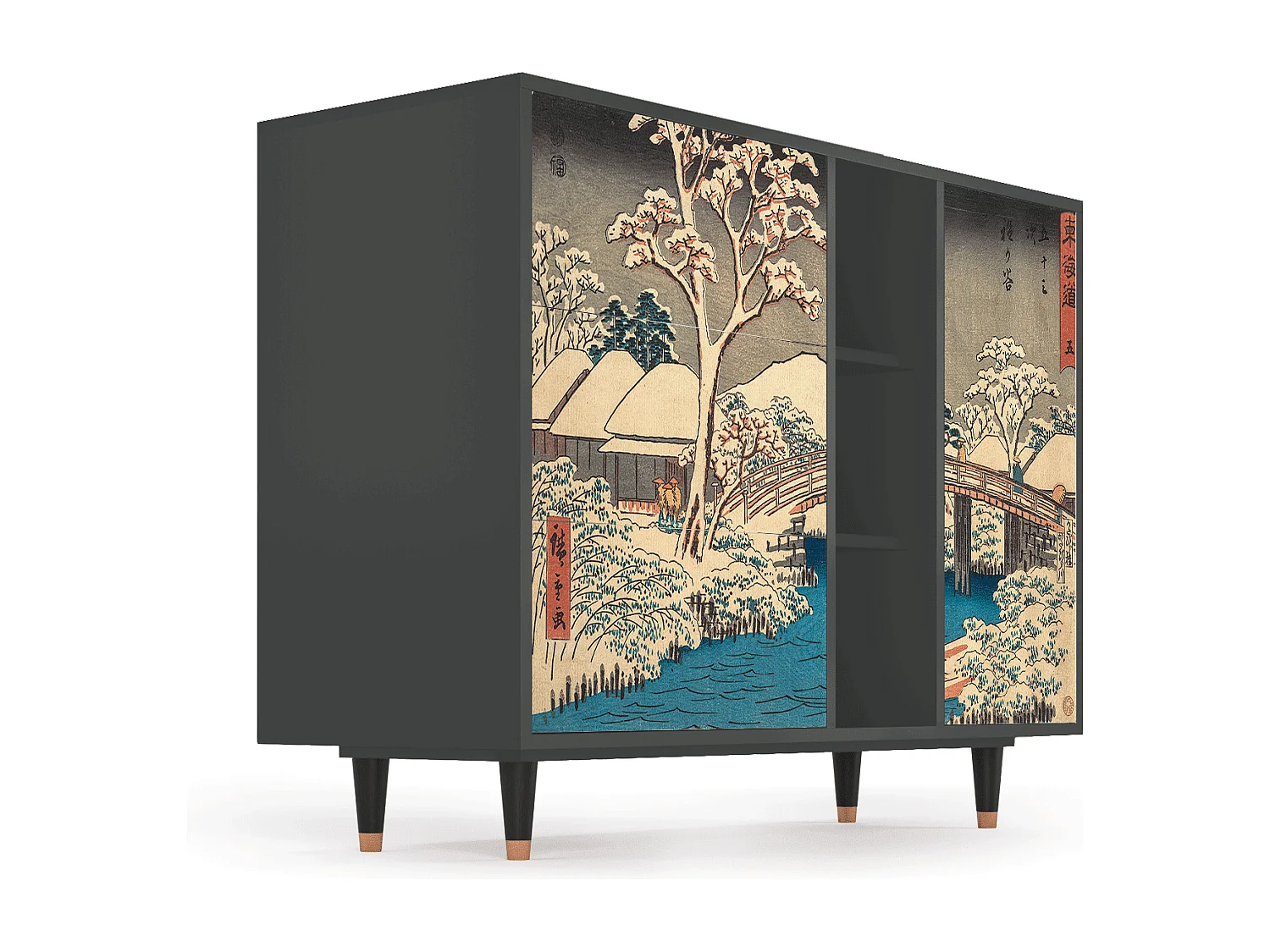 Kredens - 125x98x48 cm - BS2 - Katabira River, Antracyt