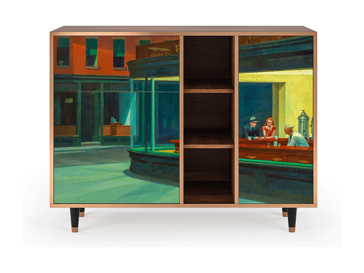Buffet - 125x98x48 cm - BS2 - Nighthawks by Hopper, Noyer