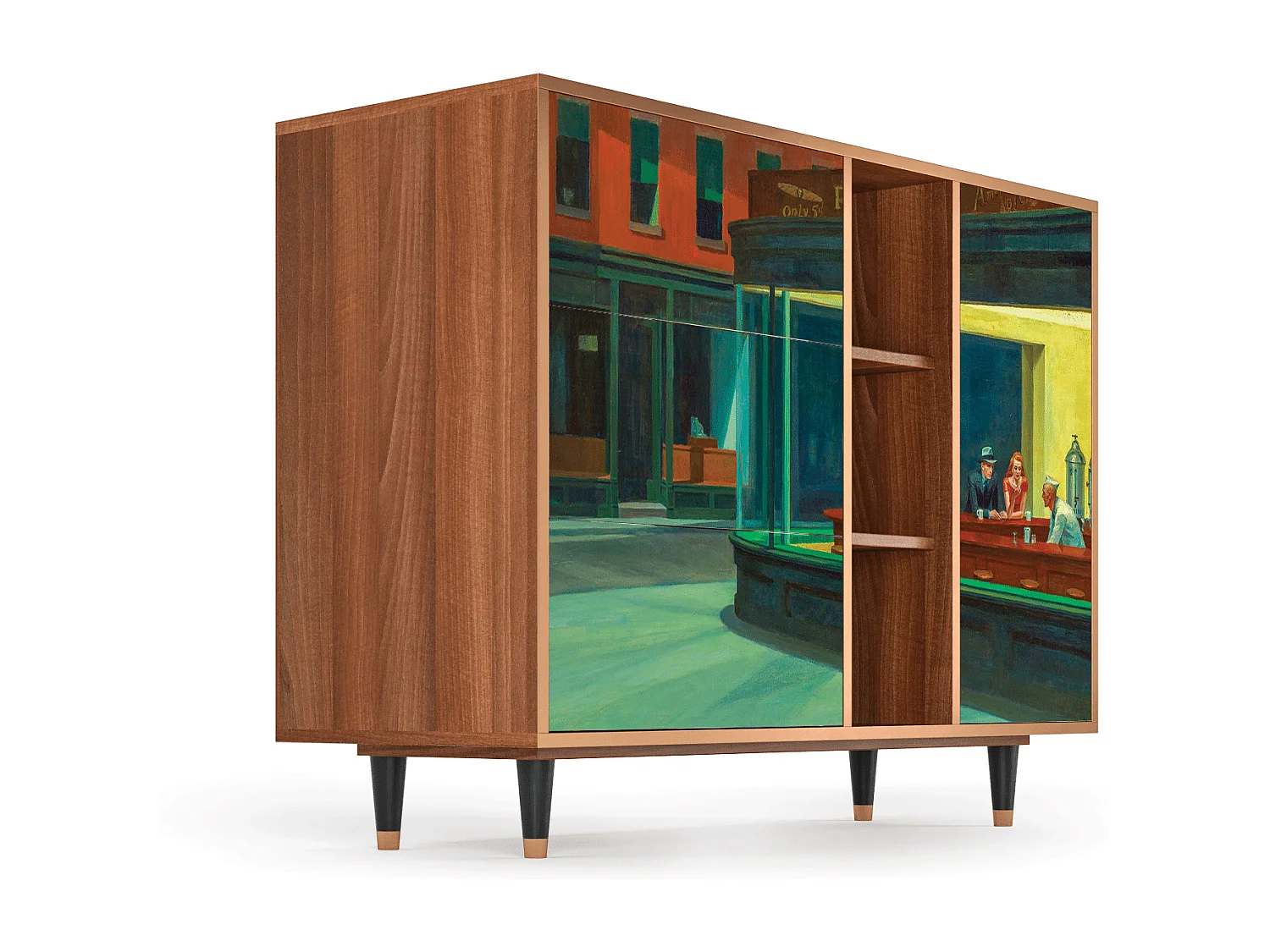 Buffet - 125x98x48 cm - BS2 - Nighthawks by Hopper, Noyer