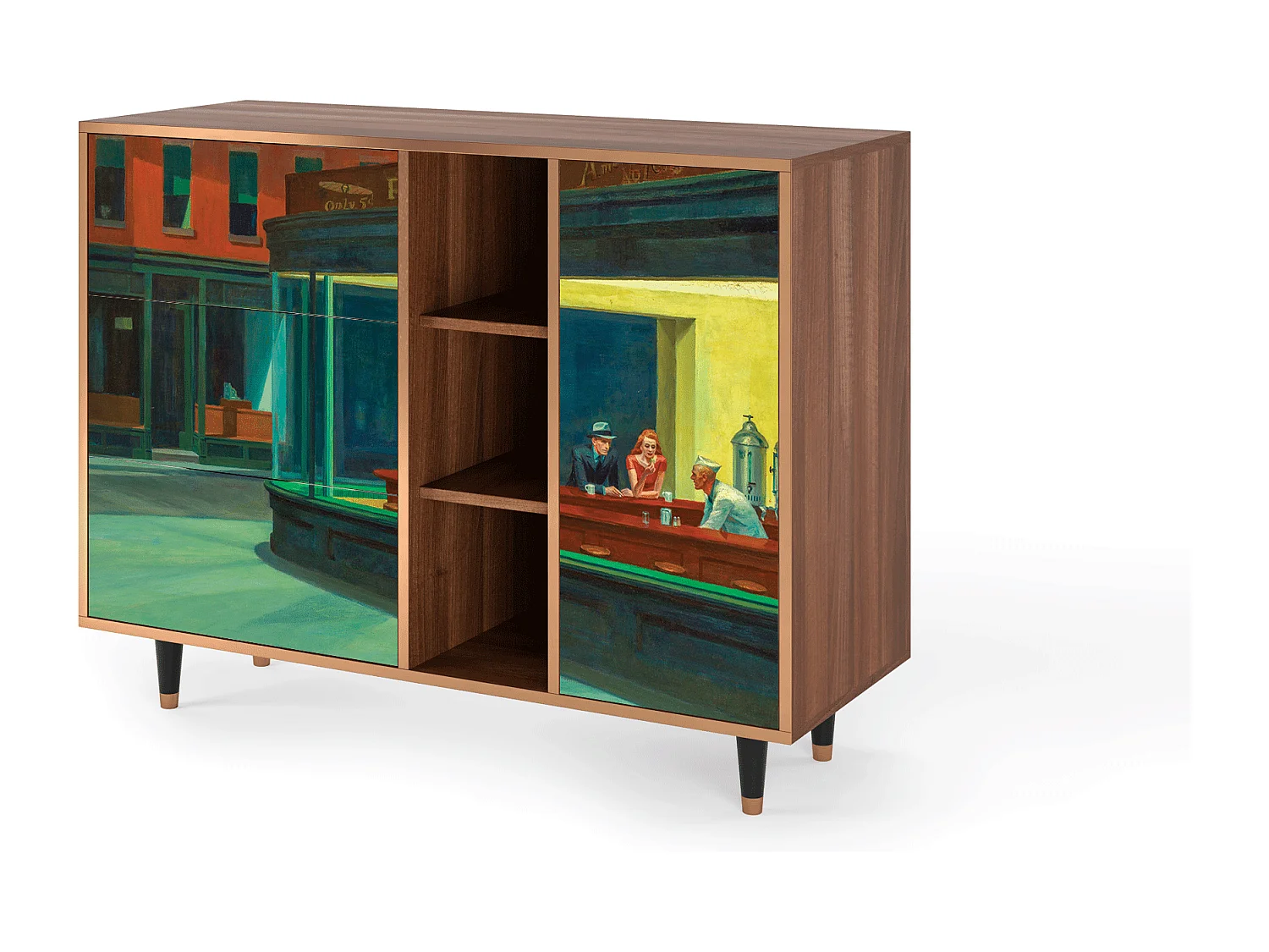 Kredens - 125x98x48 cm - BS2 - Nighthawks by Hopper, Orzech