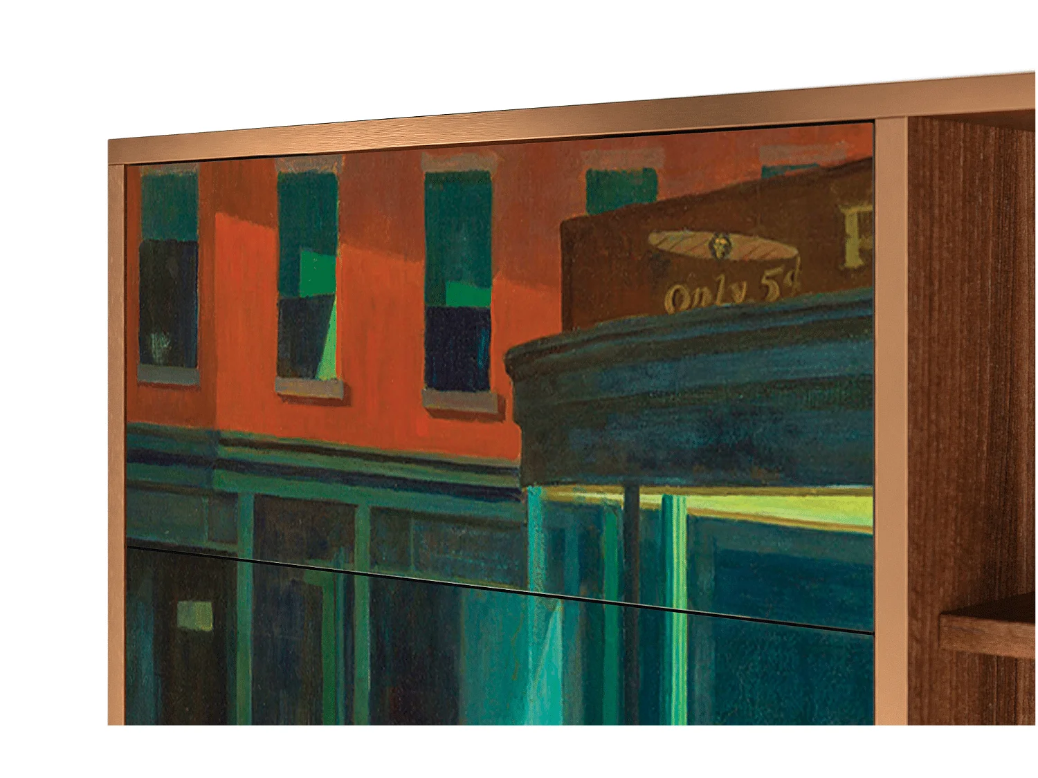 Kredens - 125x98x48 cm - BS2 - Nighthawks by Hopper, Orzech