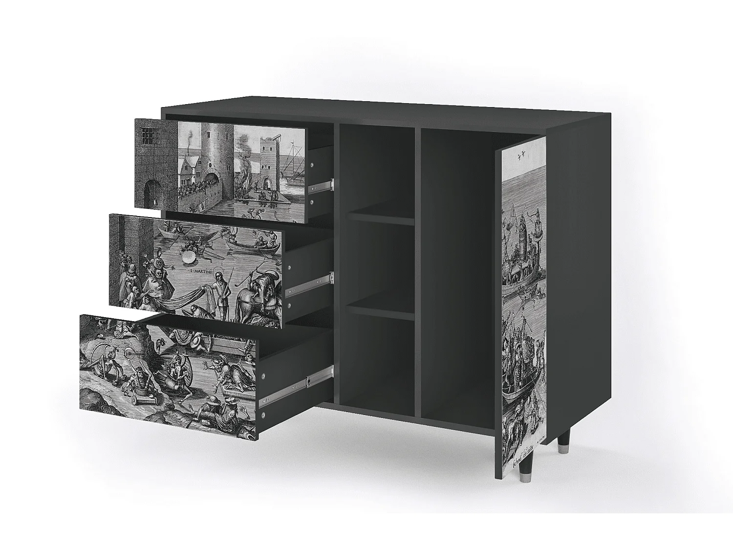 Buffet - 125x98x48 cm - BS2 - Saint Martin, Anthracite