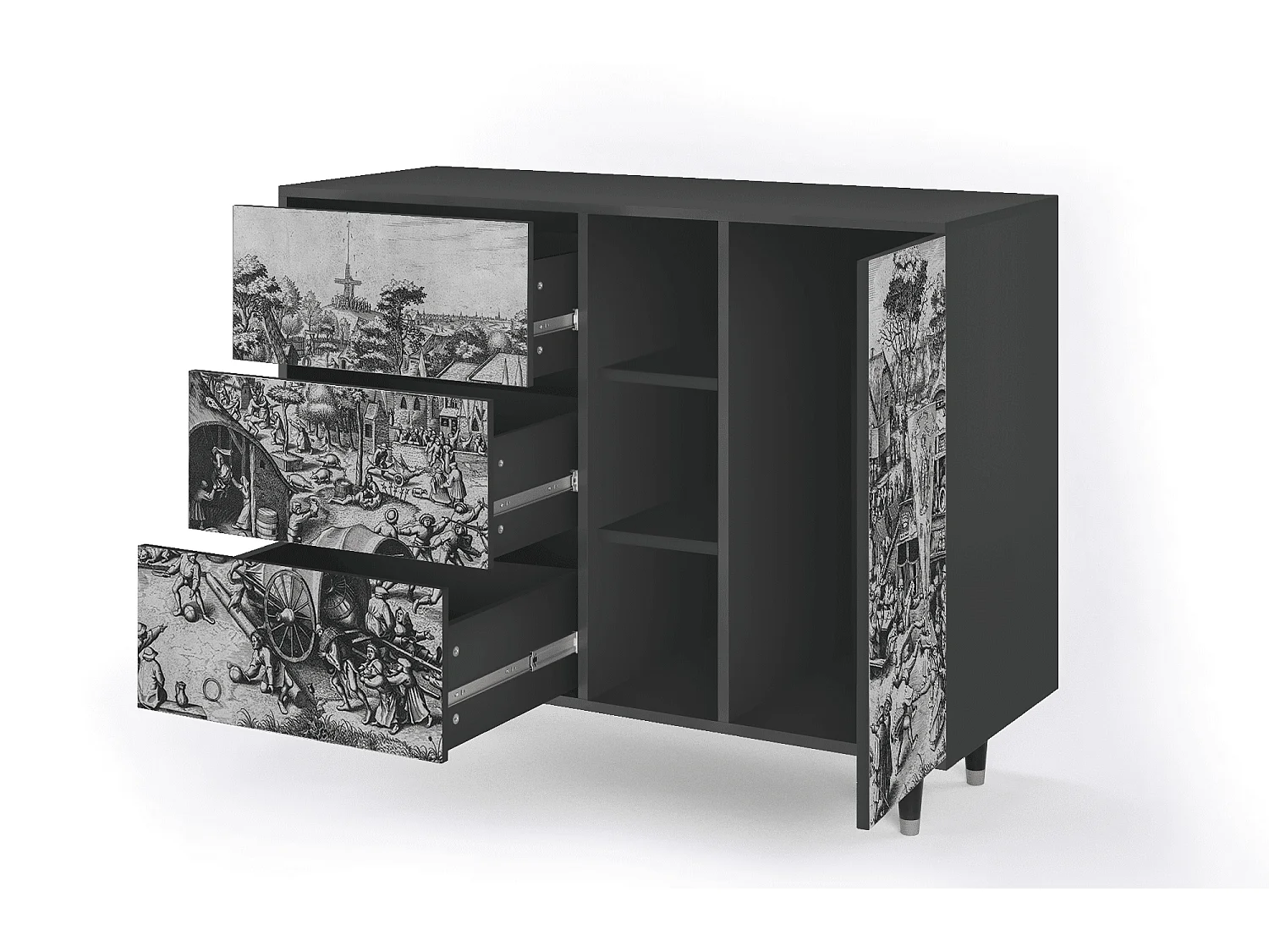 Dressoir - 125x98x48 cm - BS2 - The Festival of Saint, Antraciet