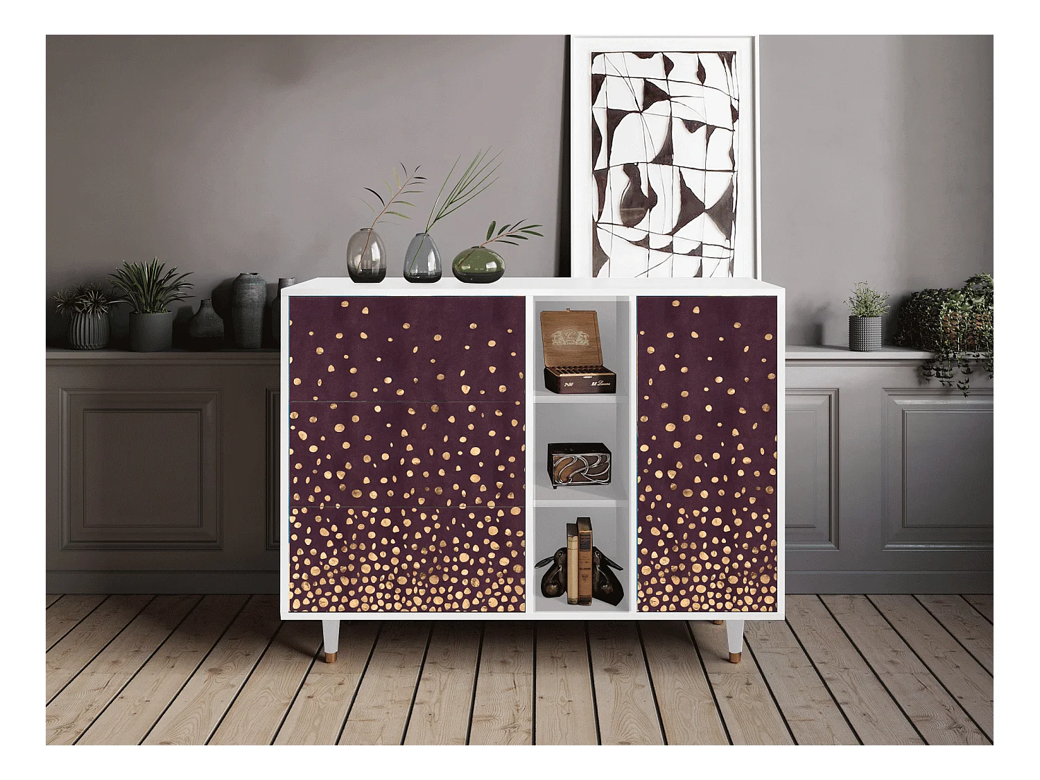 Sideboard - 125x98x48 cm - BS2 - Glowworms, Weiß