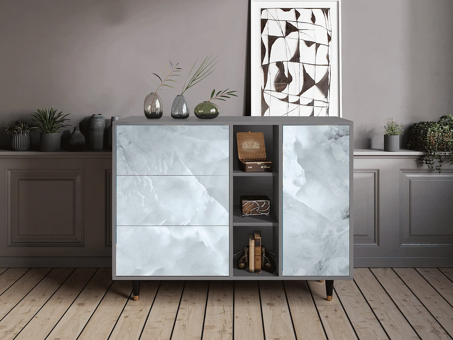 Buffet - 125x98x48 cm - BS2 - The Onyx, Gris