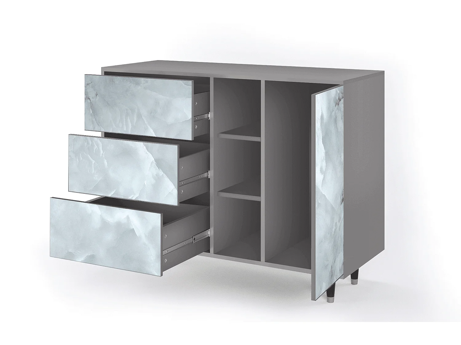 Buffet - 125x98x48 cm - BS2 - The Onyx, Gris