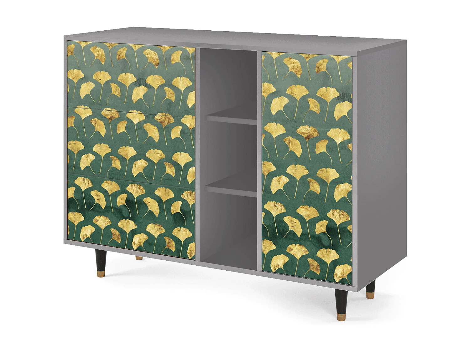 Credenza - 125x98x48 cm - BS2 - Gingko leaves, Grigio