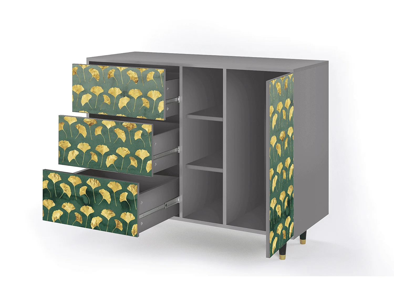Buffet - 125x98x48 cm - BS2 - Gingko leaves, Gris