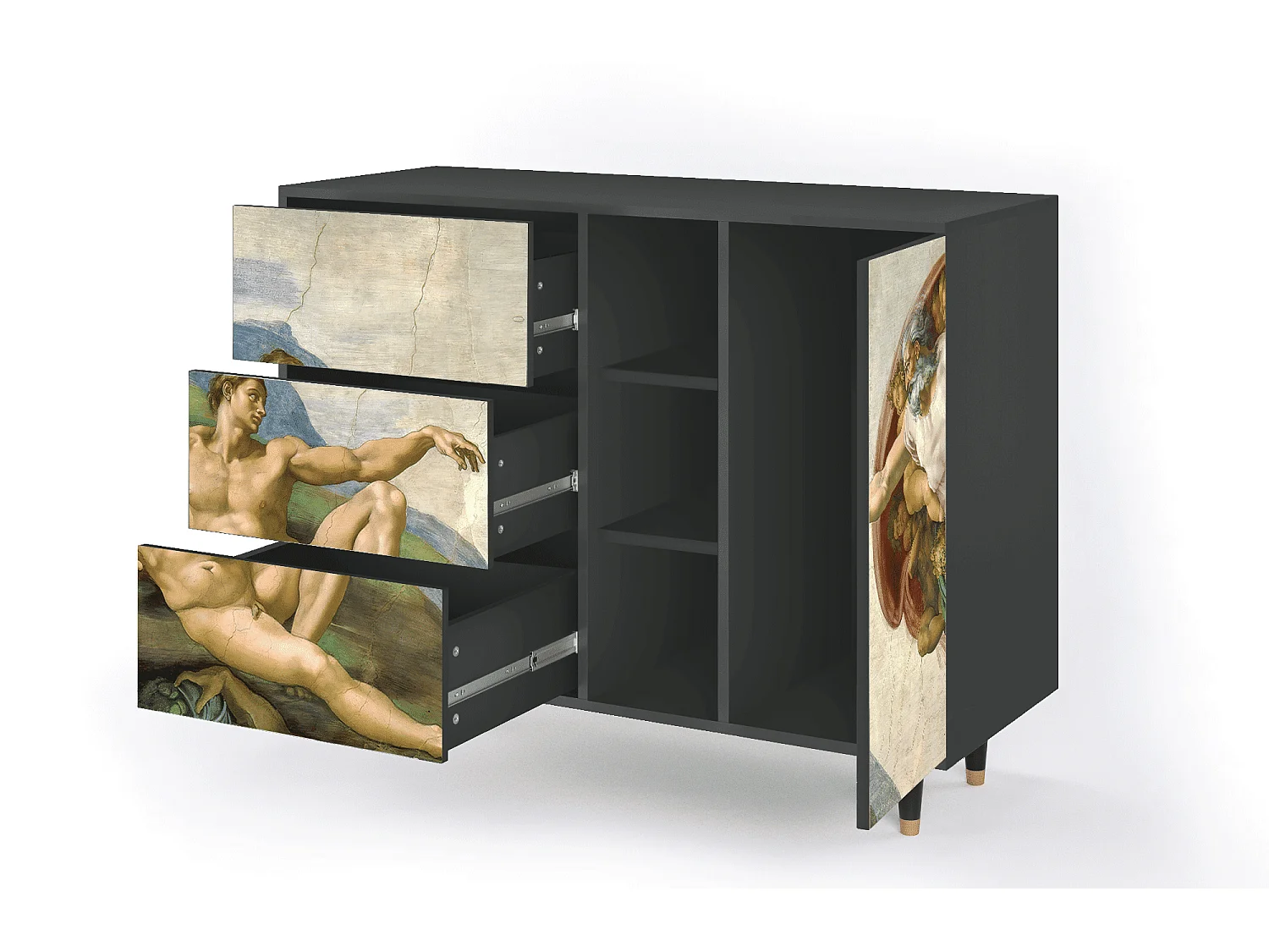 Kredens - 125x98x48 cm - BS2 - The Creation of Adam, Antracyt