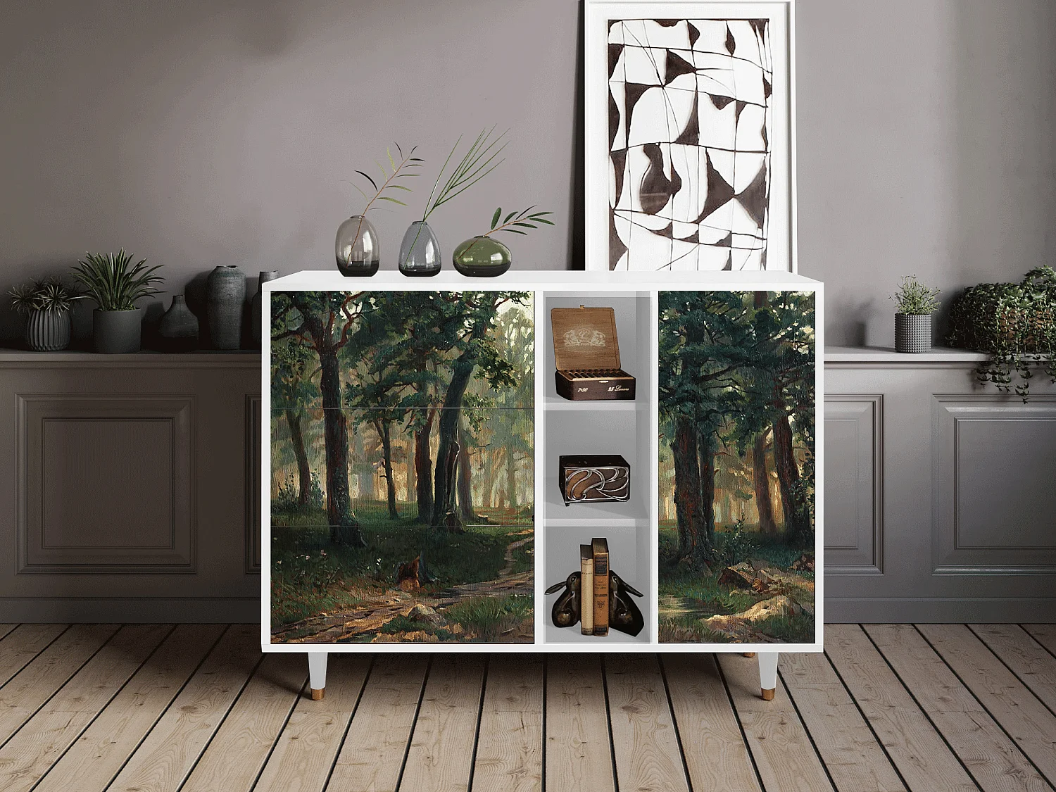 Aparador - 125x98x48 cm - BS2 -  Rain in the Oak Forest, Branco