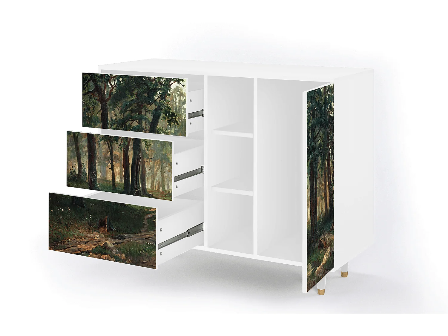 Aparador - 125x98x48 cm - BS2 -  Rain in the Oak Forest, Branco