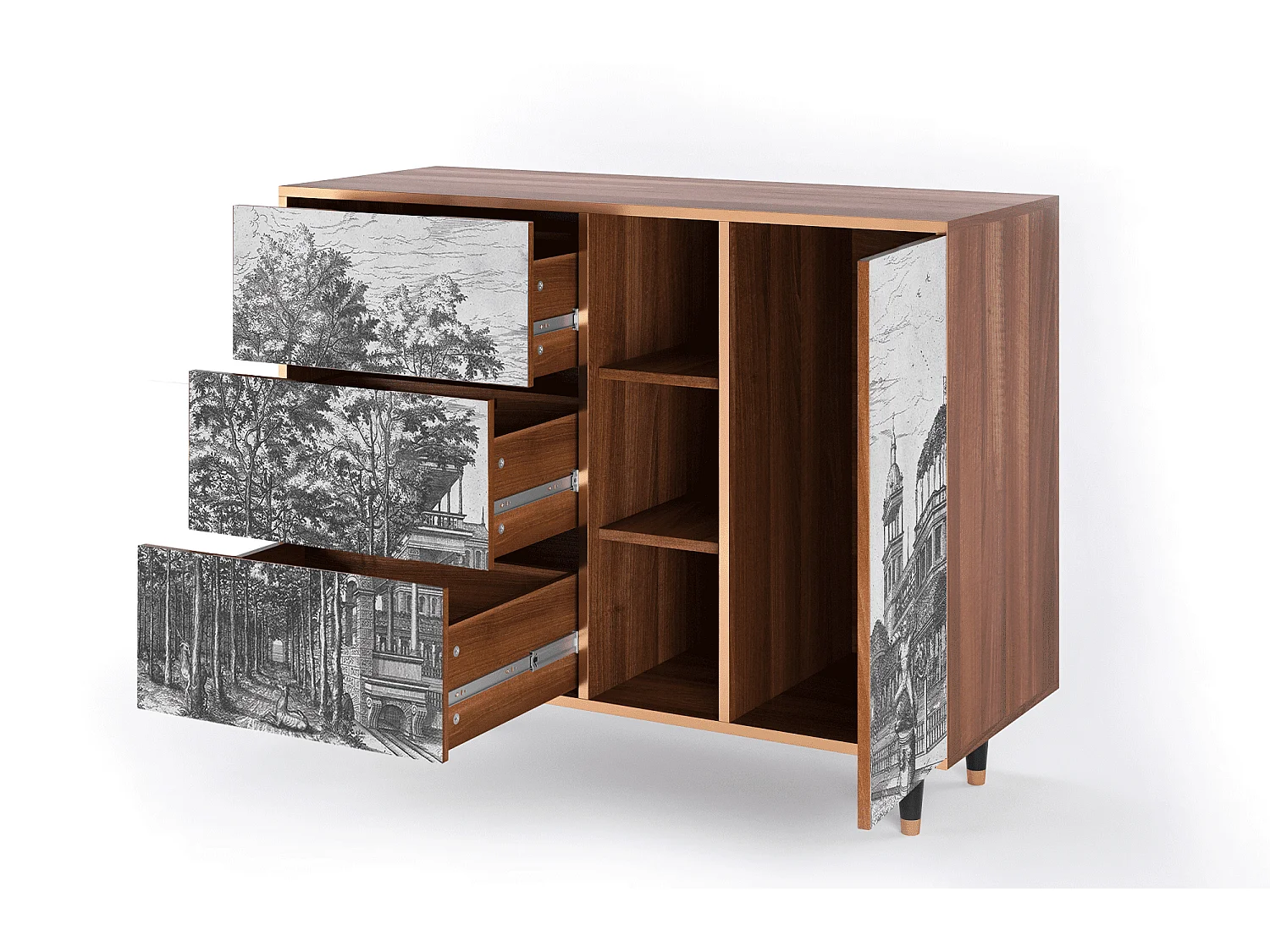 Aparador - 125x98x48 cm - BS2 - View of the Piazza, Nogueira