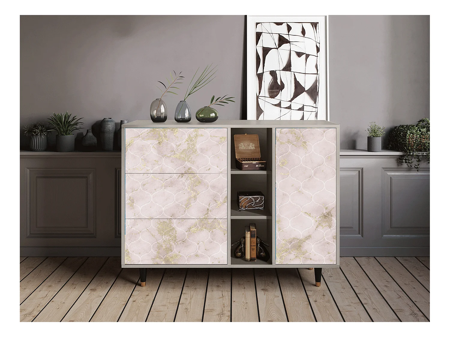 Buffet - 125x98x48 cm - BS2 - Dirty Roses, Sable