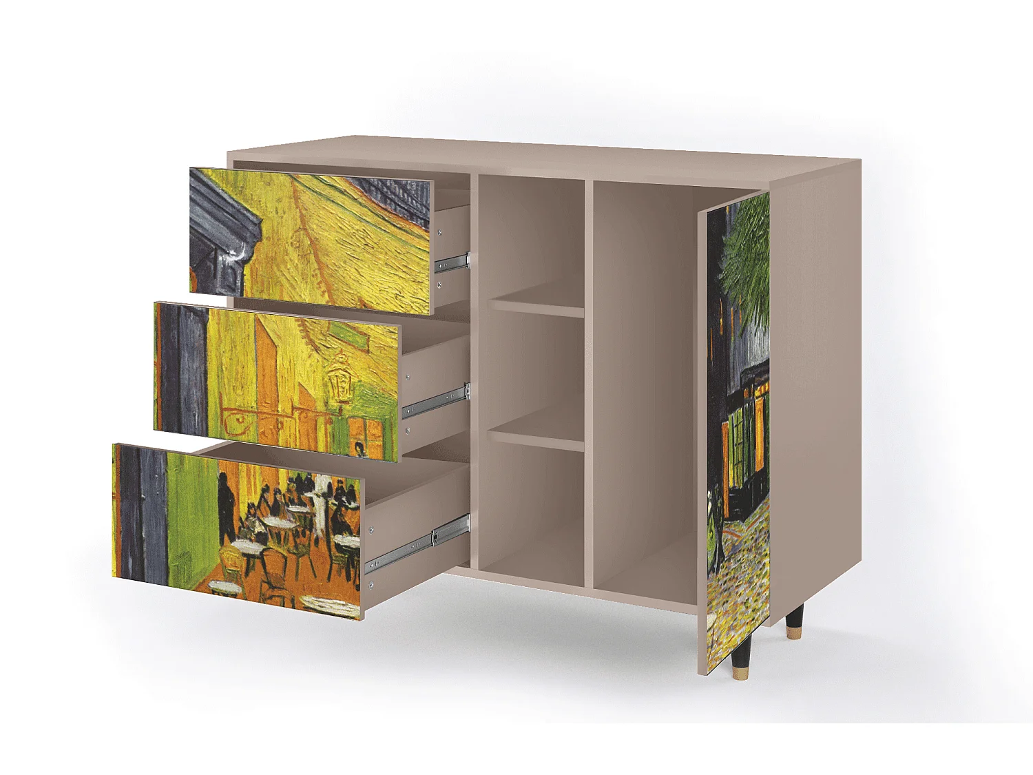 Dressoir - 125x98x48 cm - BS2 - Café Terrace at Night, Latte