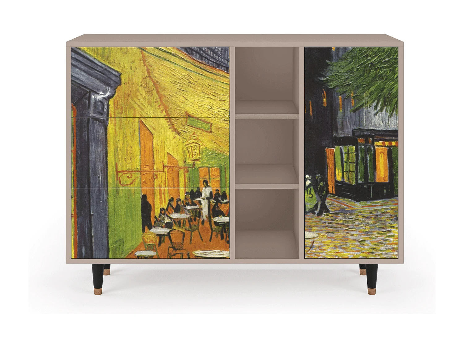 Kredens - 125x98x48 cm - BS2 - Café Terrace at Night, Latte