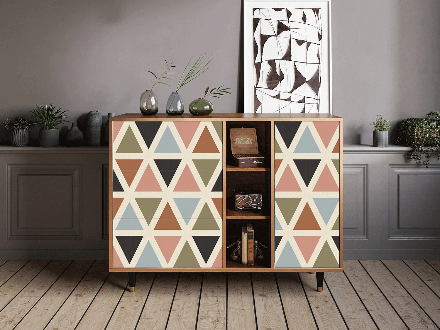 Buffet - 125x98x48 cm - BS2 - Royal Triangles, Noyer